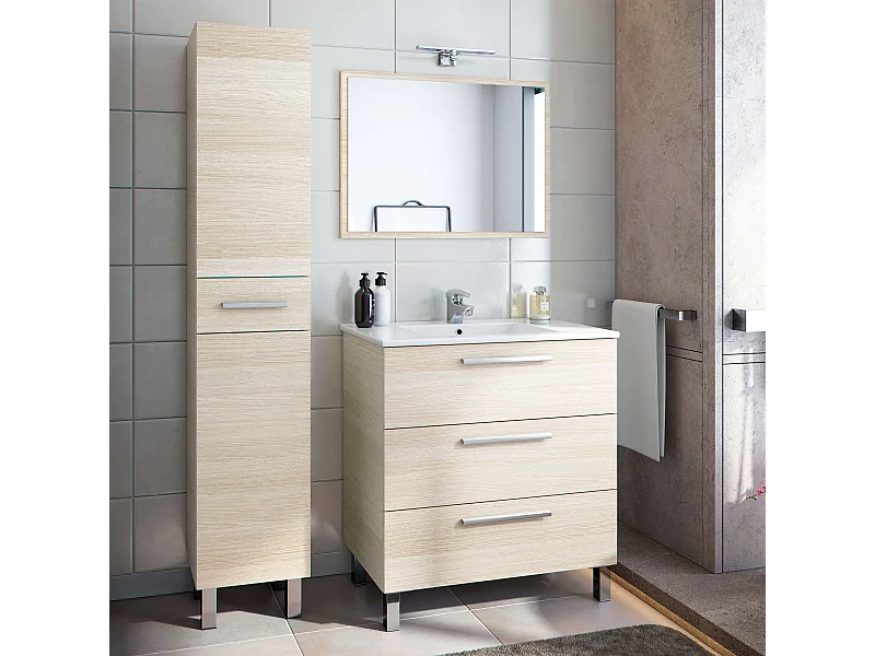 Baño Conjunto Taria con Columna Athenea y Lavamanos Roble Claro