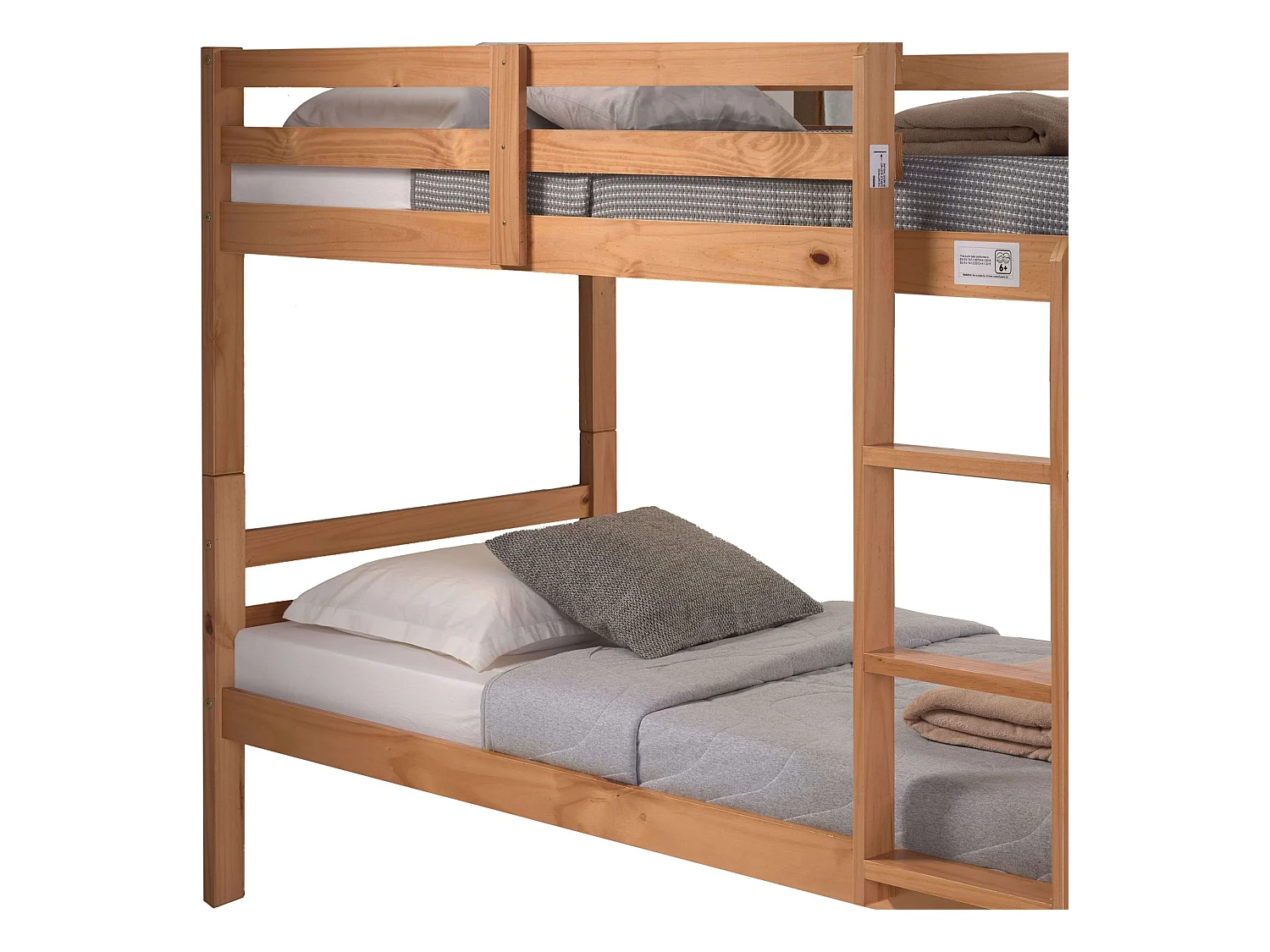 Lit superposé en bois pour jeunes Rabbit, couleur miel, 195 x 152,5 x 101,2 cm