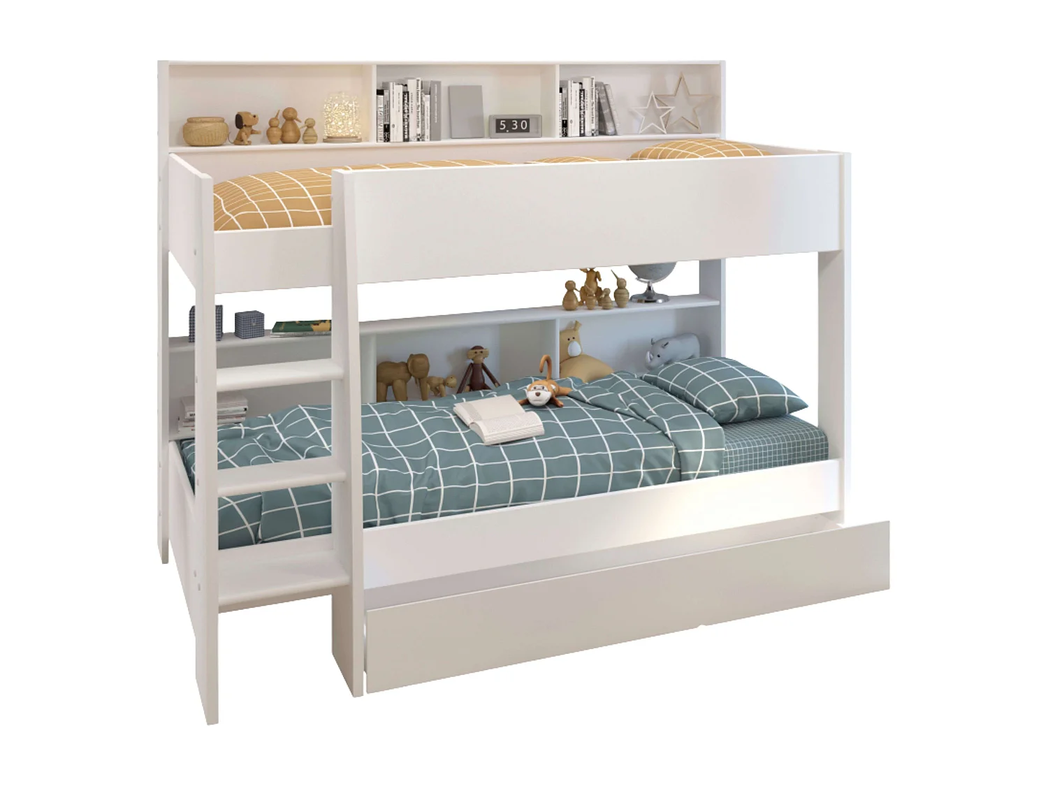 Litera Juvenil Mouse con Cajón 90x200 cm Color Blanco Modernidad