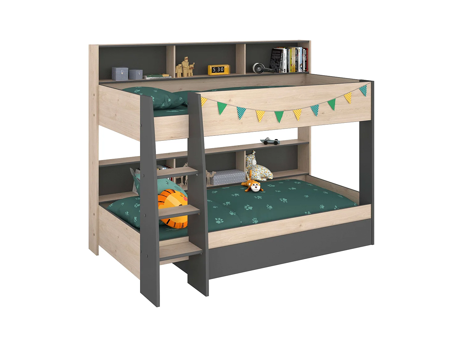 Litera Infantil Mouse 90x200 cm Dormitorio Juvenil roble Jackson Gris