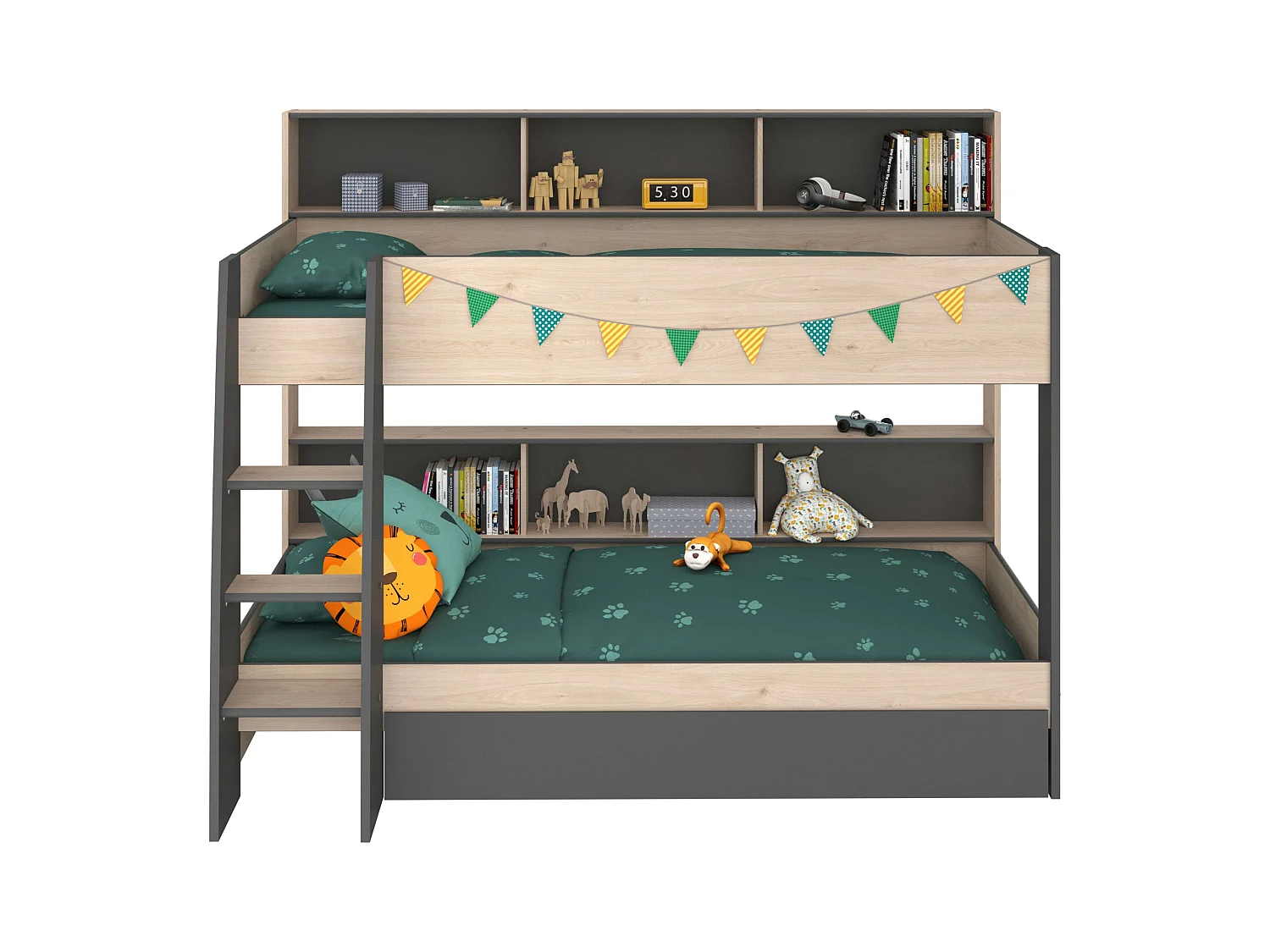 Litera Infantil Mouse 90x200 cm Dormitorio Juvenil roble Jackson Gris