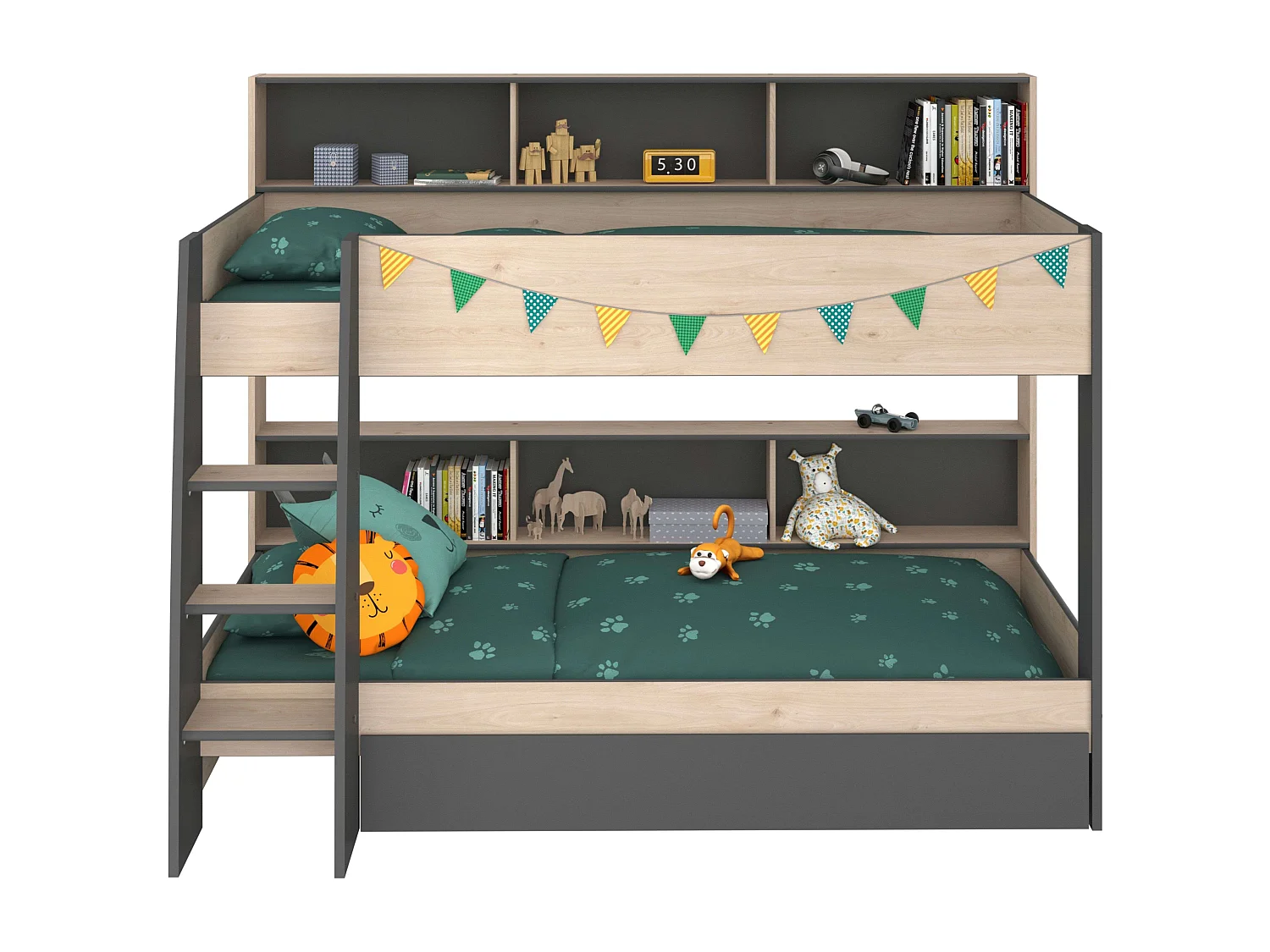 Litera Infantil Mouse 90x200 cm Dormitorio Juvenil roble Jackson Gris