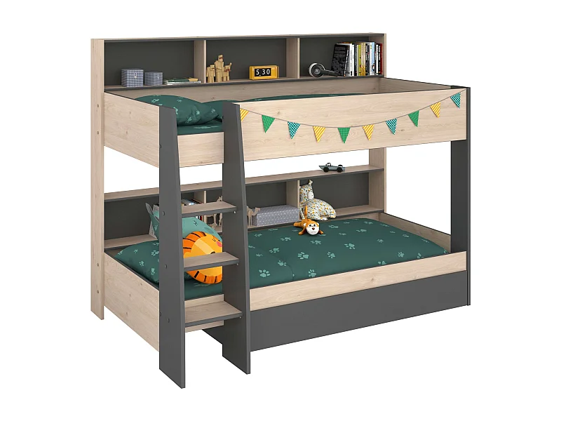 Litera Infantil Mouse 90x200 cm Dormitorio Juvenil roble Jackson Gris