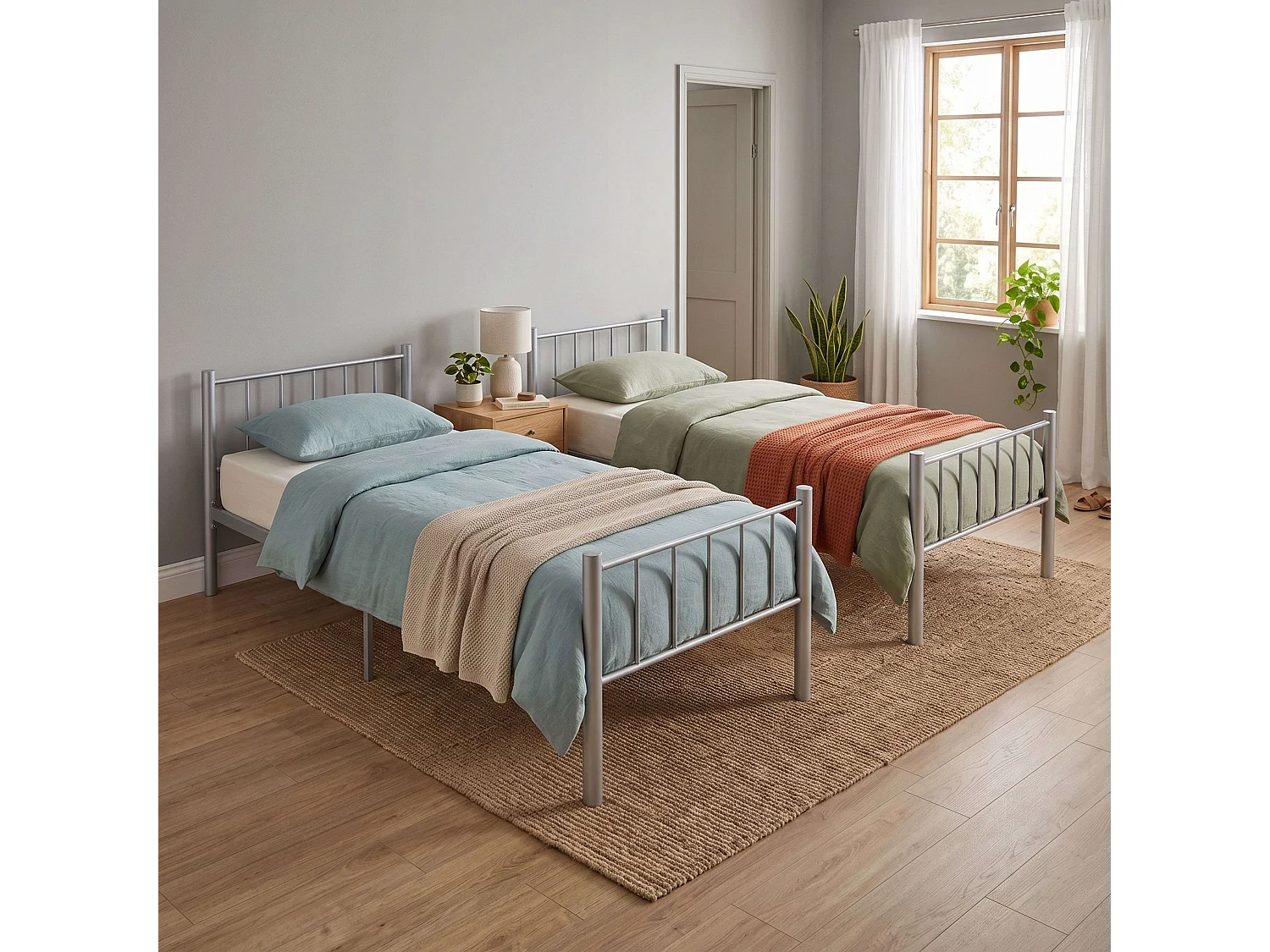 Beliche juvenil desmontável de 90x190 cm, em metal cinza.