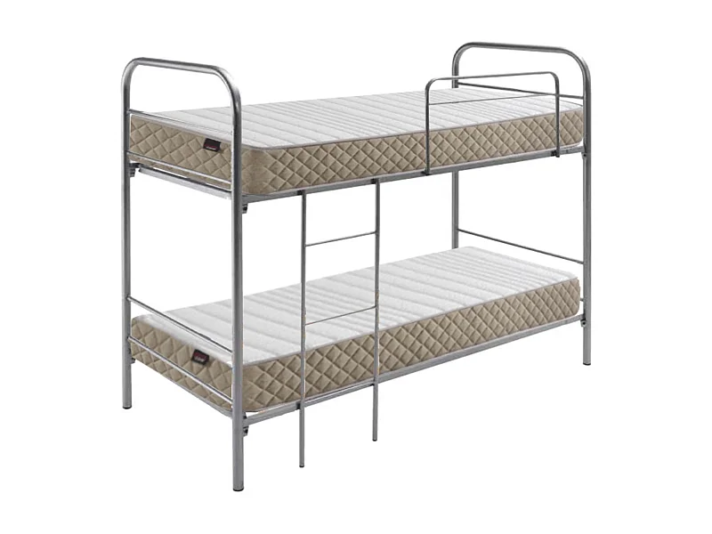 Litera Eco Metal Plata c/Somieres Escalera Barandilla 90x190 cm