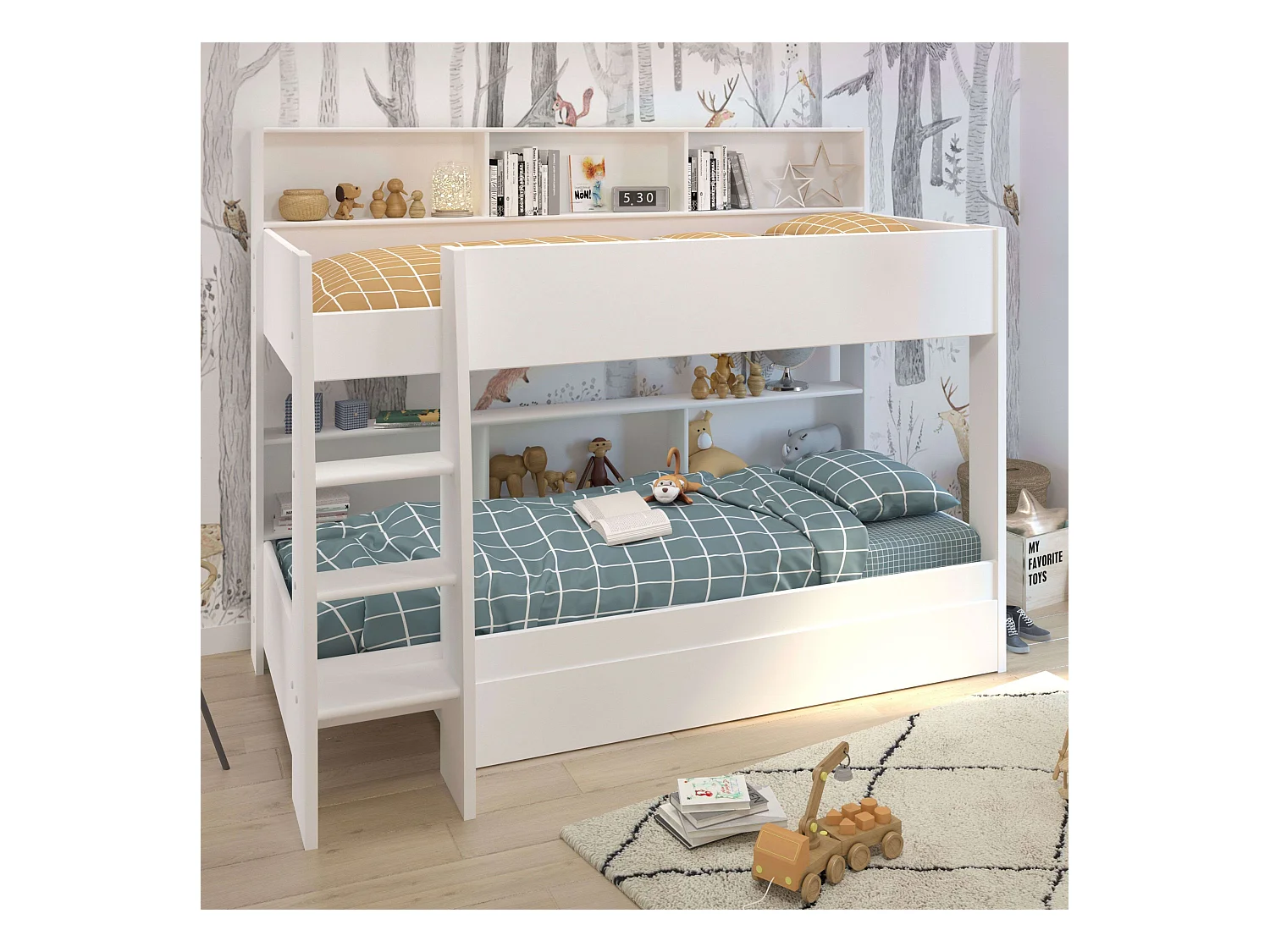 Litera Infantil Mouse 90x200 cm Blanco Mate Dormitorio Juvenil