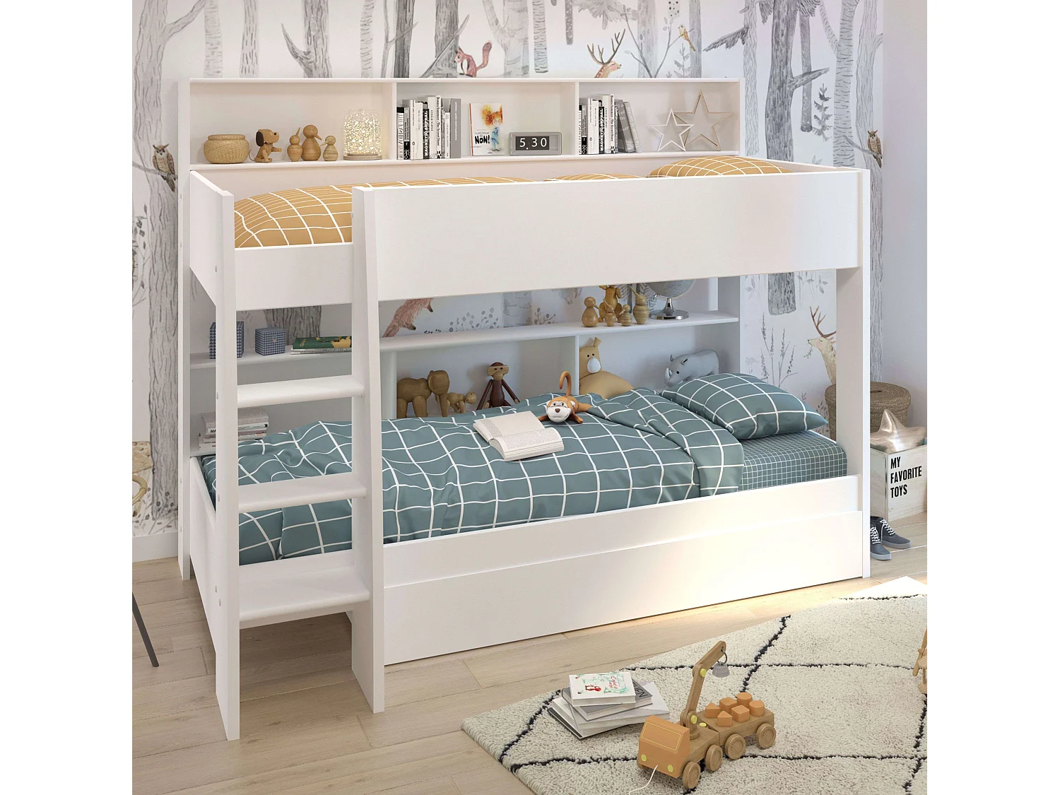 Litera Infantil Mouse 90x200 cm Blanco Mate Dormitorio Juvenil