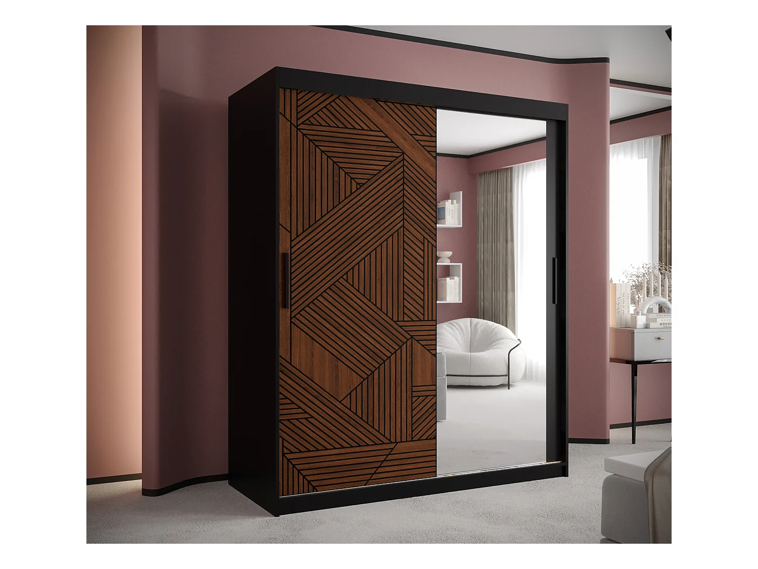 Armoire MARSYLIA 2 À Portes Coulissantes 200/150/62 2 portes (Noir)