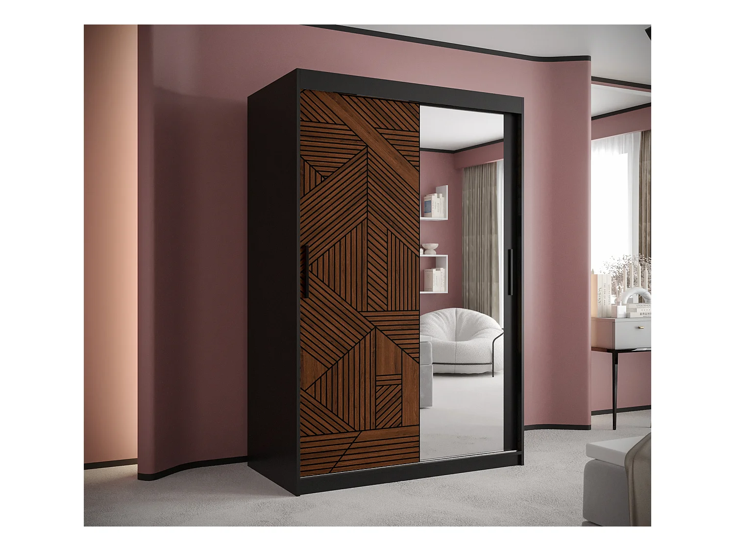 Armoire MARSYLIA 2 À Portes Coulissantes 200/120/62 2 portes (Noir)