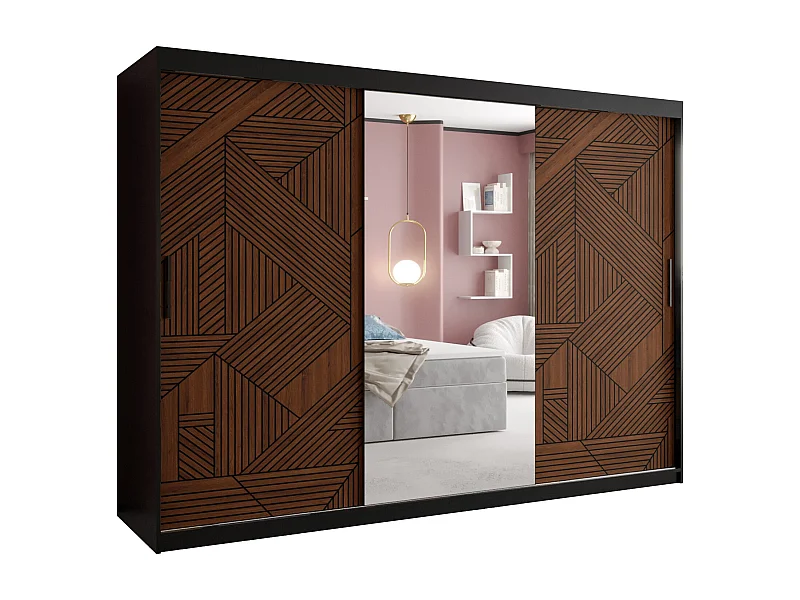 SCHWEBETÜRENSCHRANK MARSYLIA 2 200/250/62 3-Türig (Black)