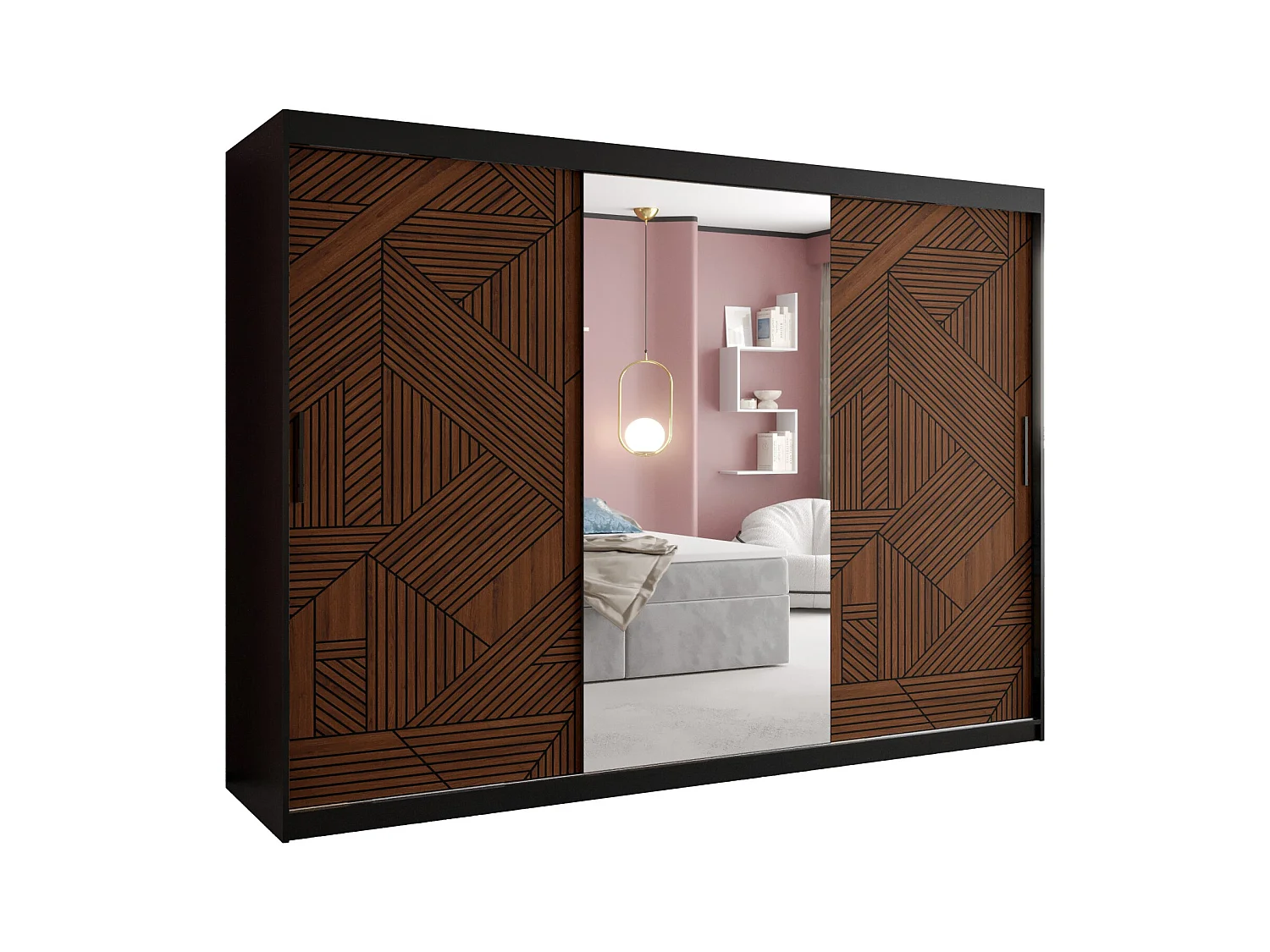 Armoire MARSYLIA 2 À Portes Coulissantes 200/250/62 3 portes (Noir)