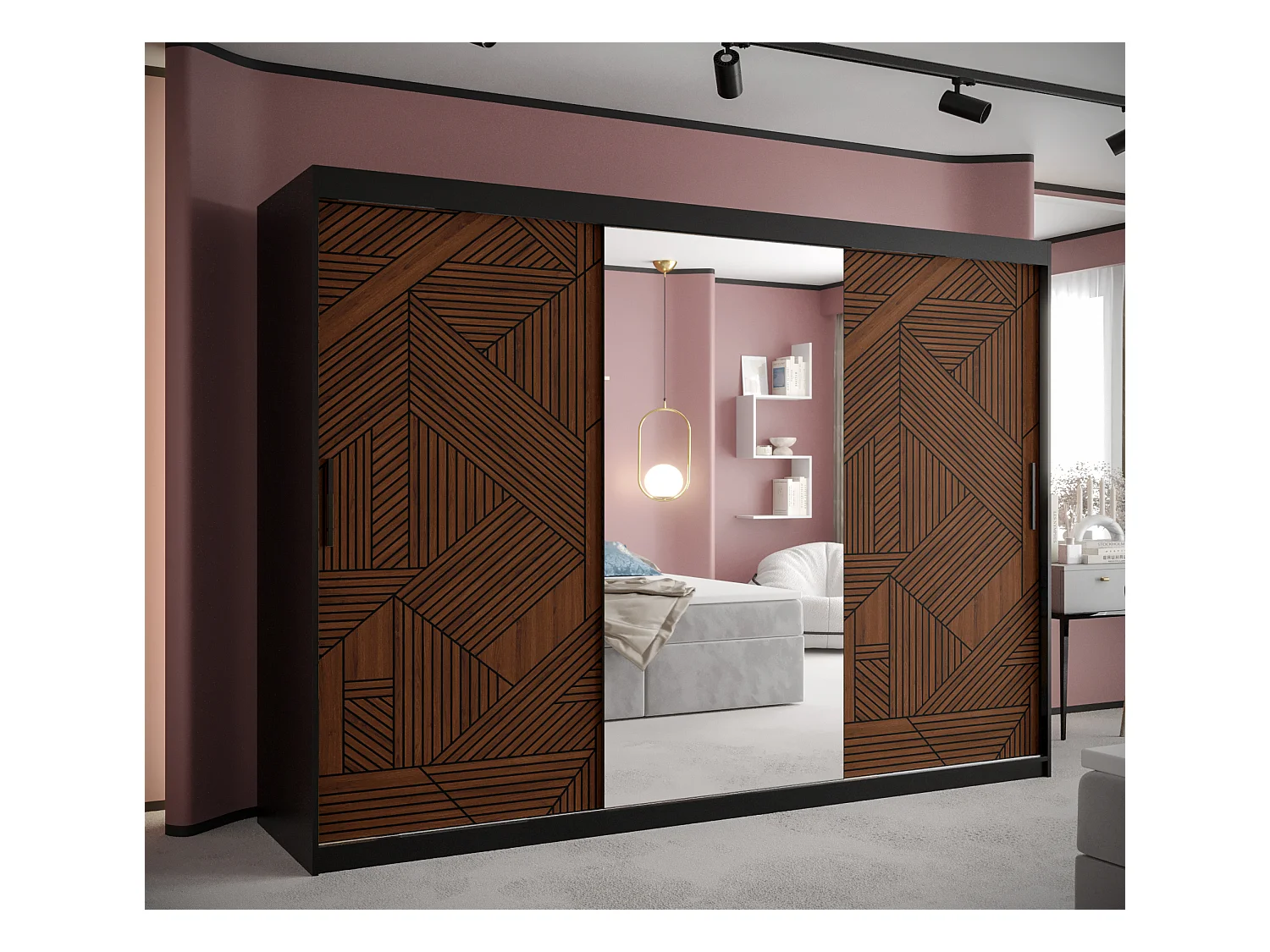 Armoire MARSYLIA 2 À Portes Coulissantes 200/250/62 3 portes (Noir)