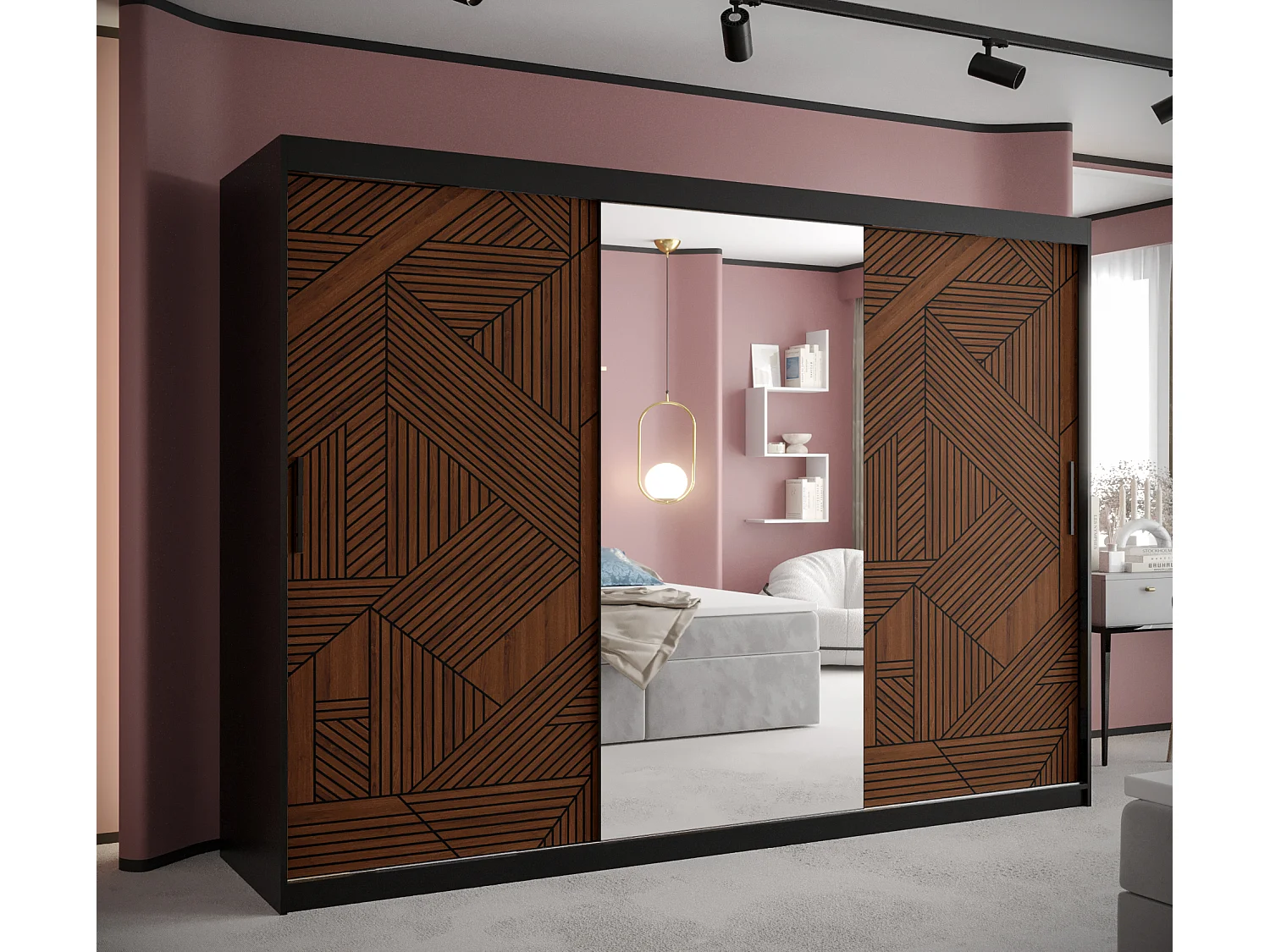 Armoire MARSYLIA 2 À Portes Coulissantes 200/250/62 3 portes (Noir)