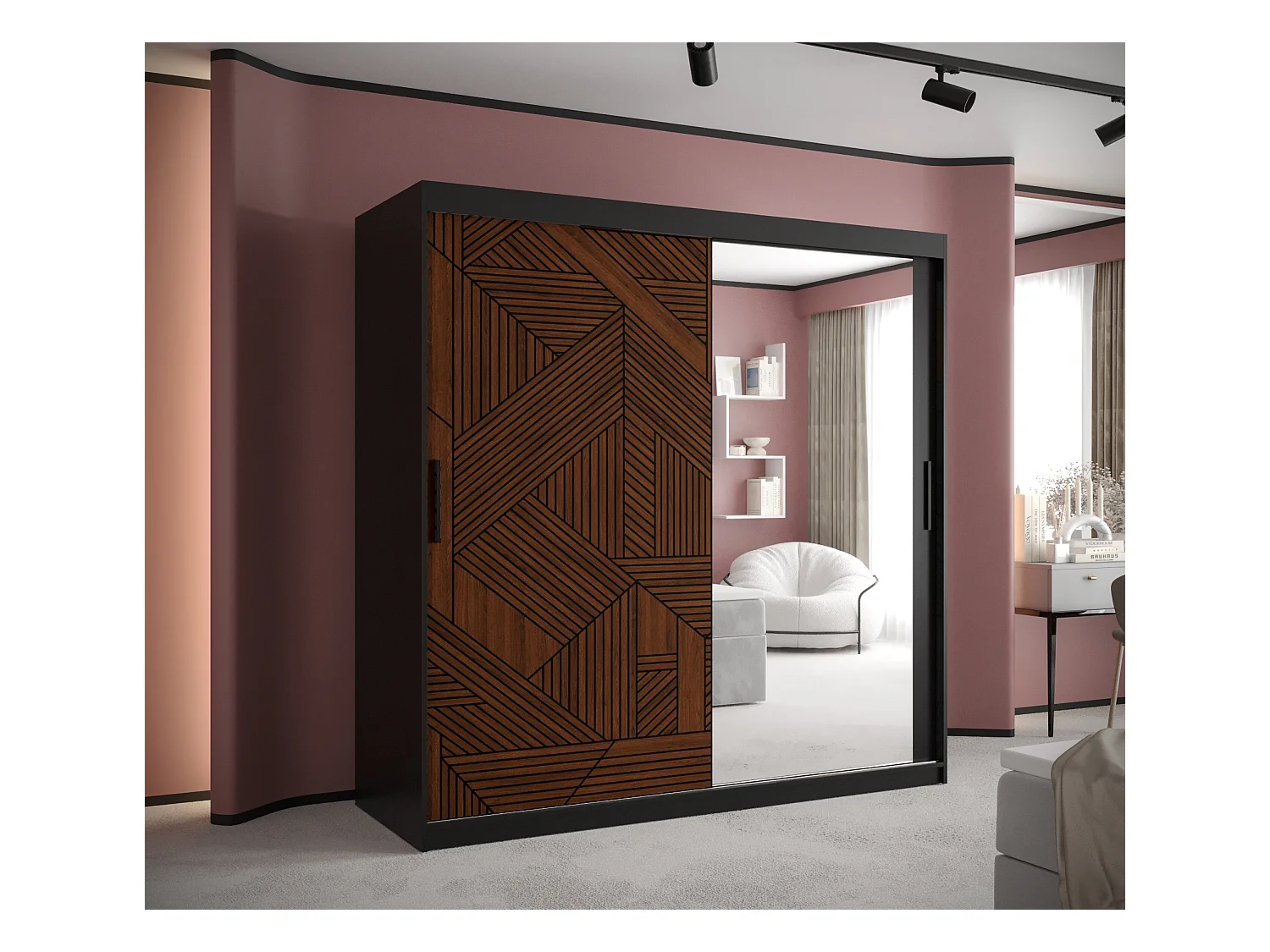 Armoire MARSYLIA 2 À Portes Coulissantes 200/180/62 2 portes (Noir)