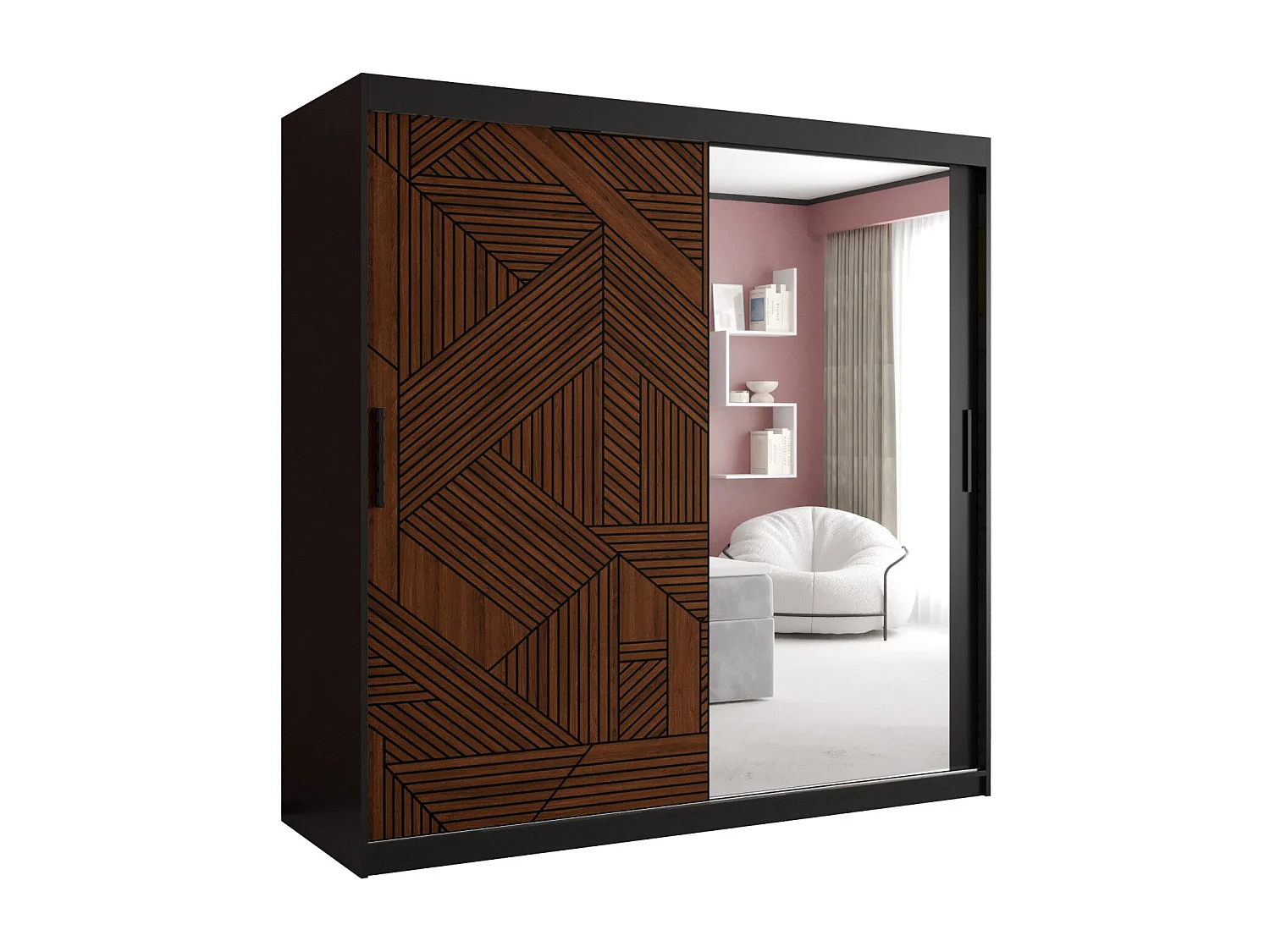 Armoire MARSYLIA 2 À Portes Coulissantes 200/180/62 2 portes (Noir)