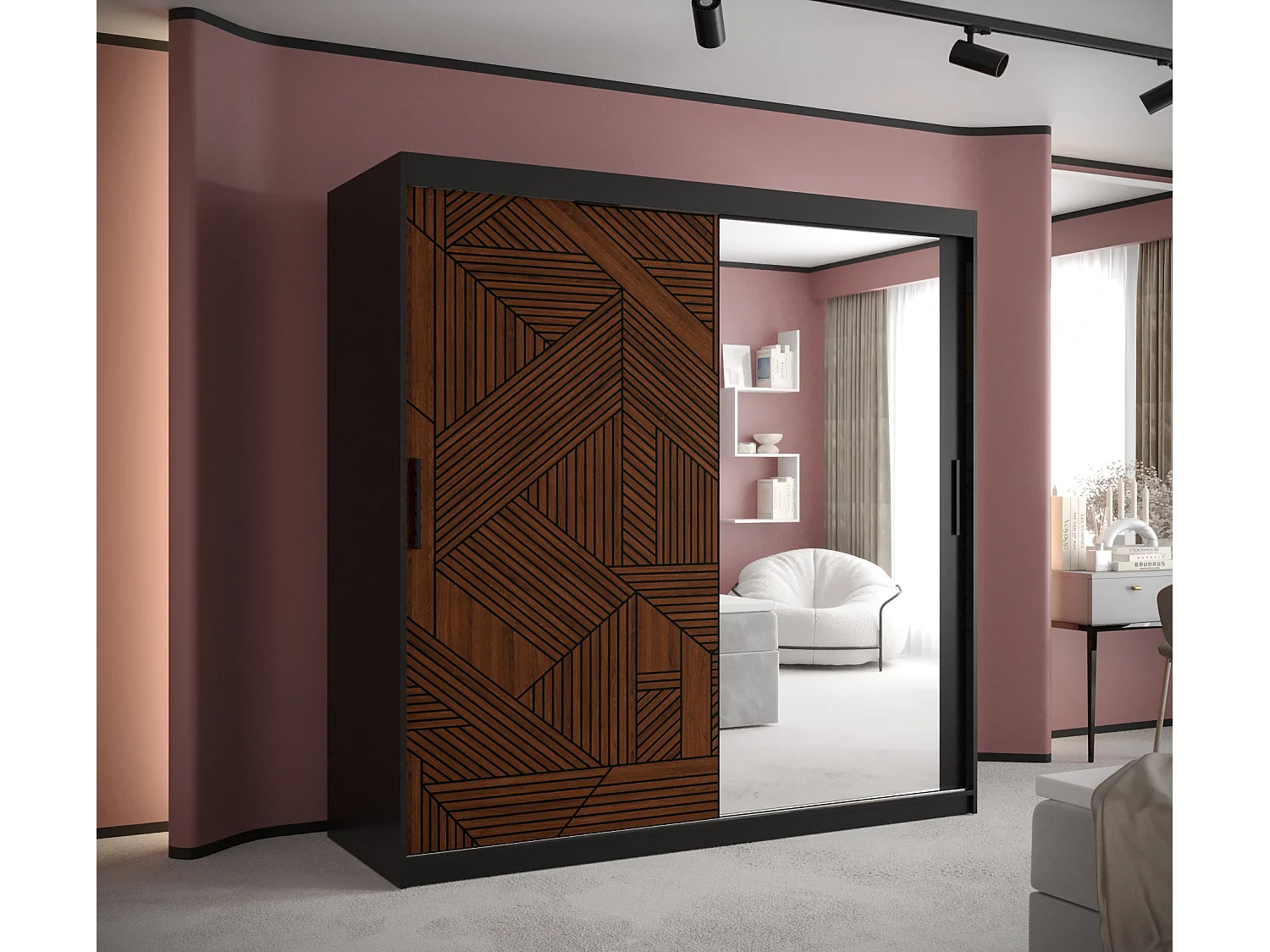 Armoire MARSYLIA 2 À Portes Coulissantes 200/180/62 2 portes (Noir)