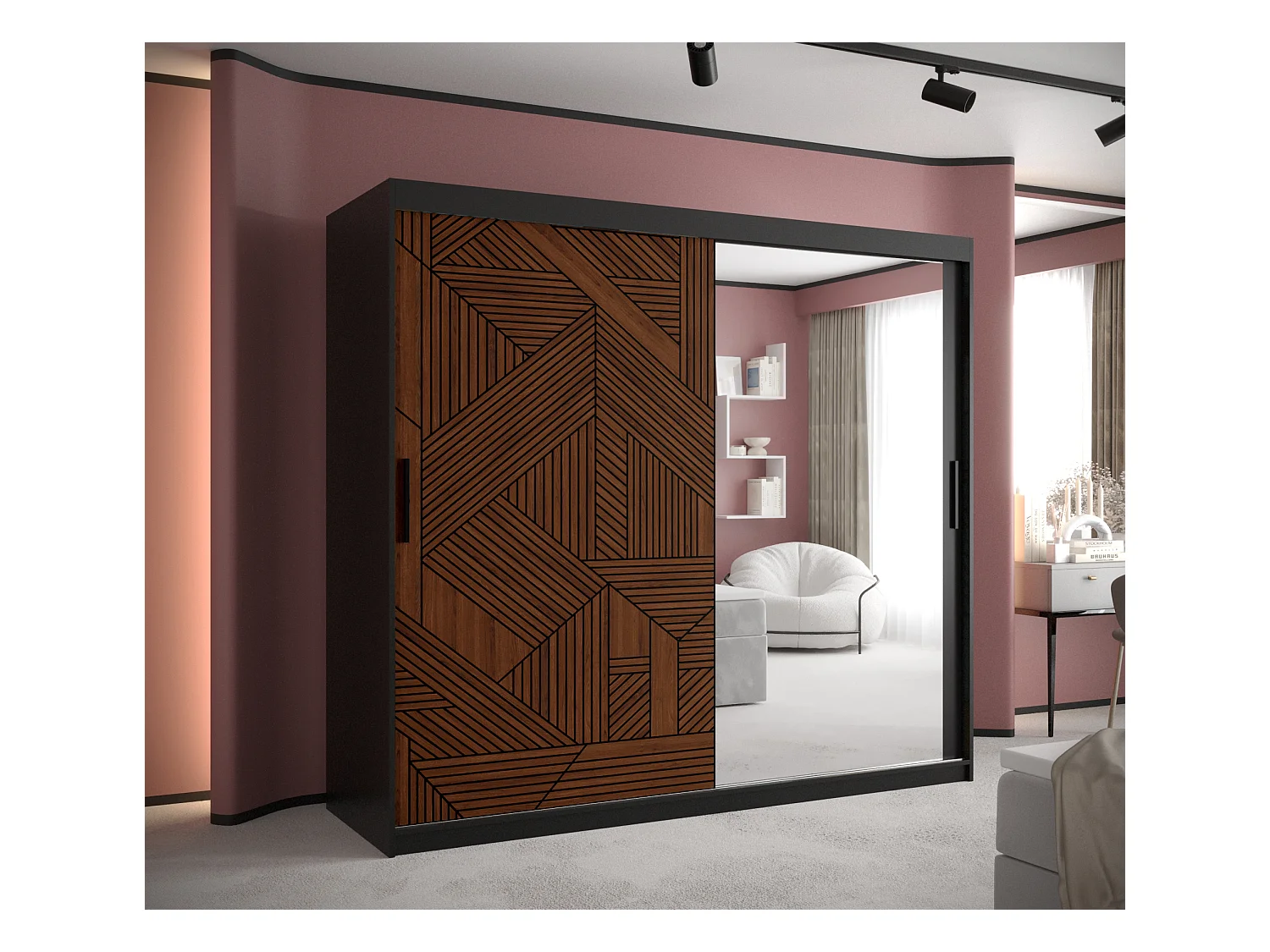 Armoire MARSYLIA 2 À Portes Coulissantes 200/200/62 2 portes (Noir)