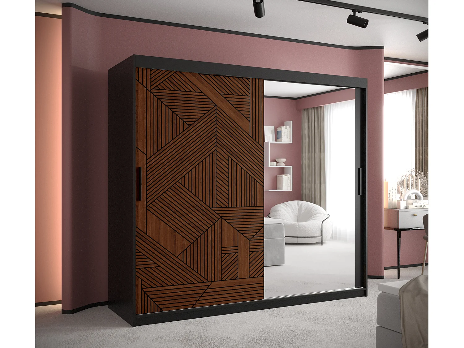 Armoire MARSYLIA 2 À Portes Coulissantes 200/200/62 2 portes (Noir)