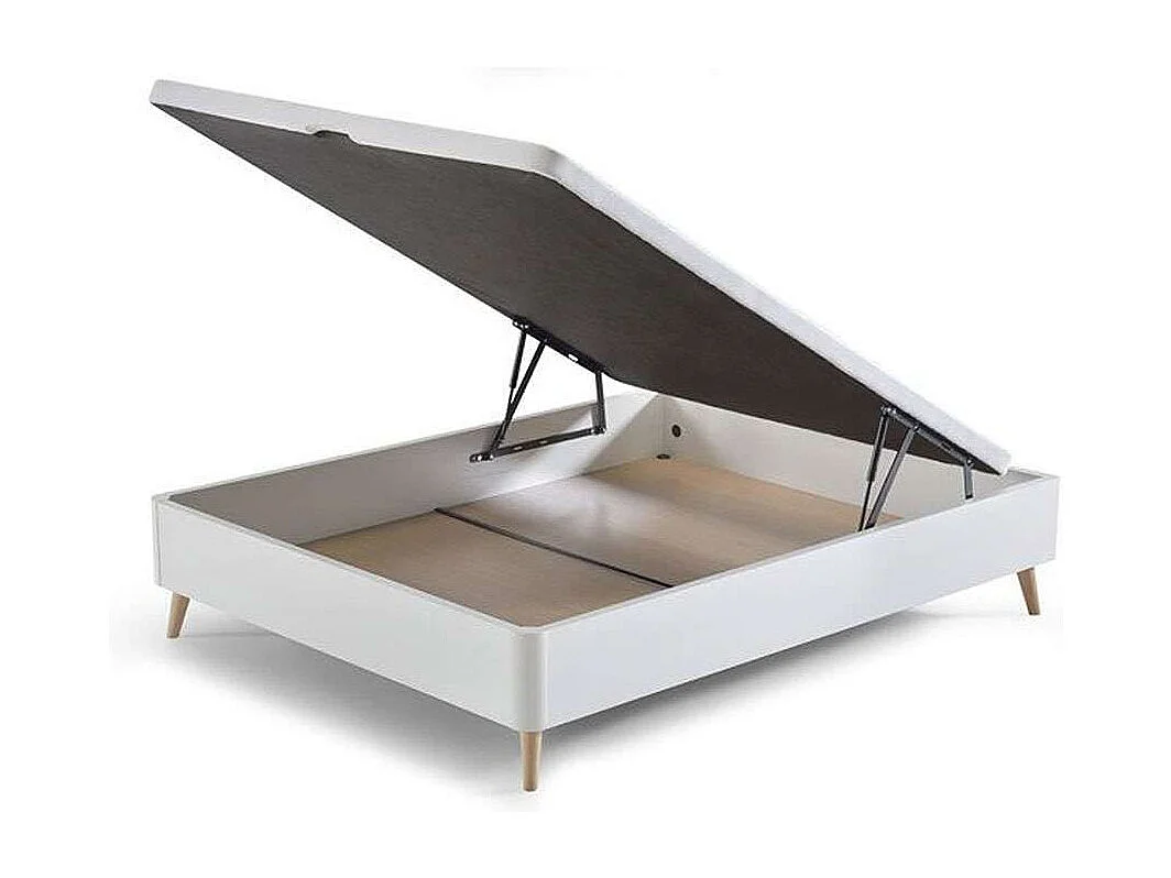 Canapé alto nórdico con patas inclinadas blanco dormitorio 135x190 cm