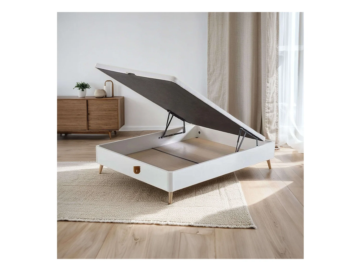 Canapé 90x190 cm estilo nórdico patas inclinadas blanco dormitorio