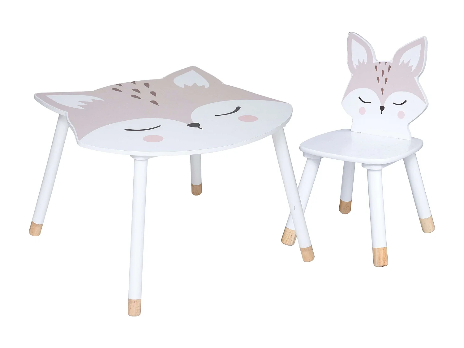 Pack Mesa Silla Infantil Fox Serigrafía Zorro Blanco Dormitorio