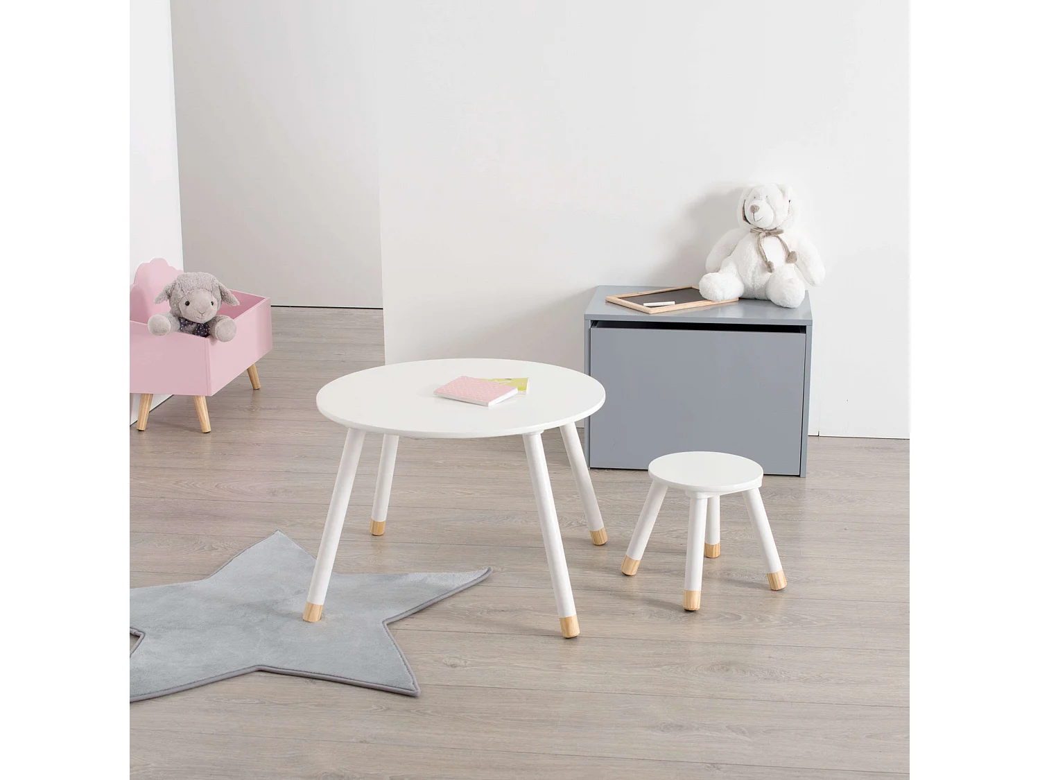 Pack Douceur Conjunto Mesa + Banco Quarto Infantil Branco