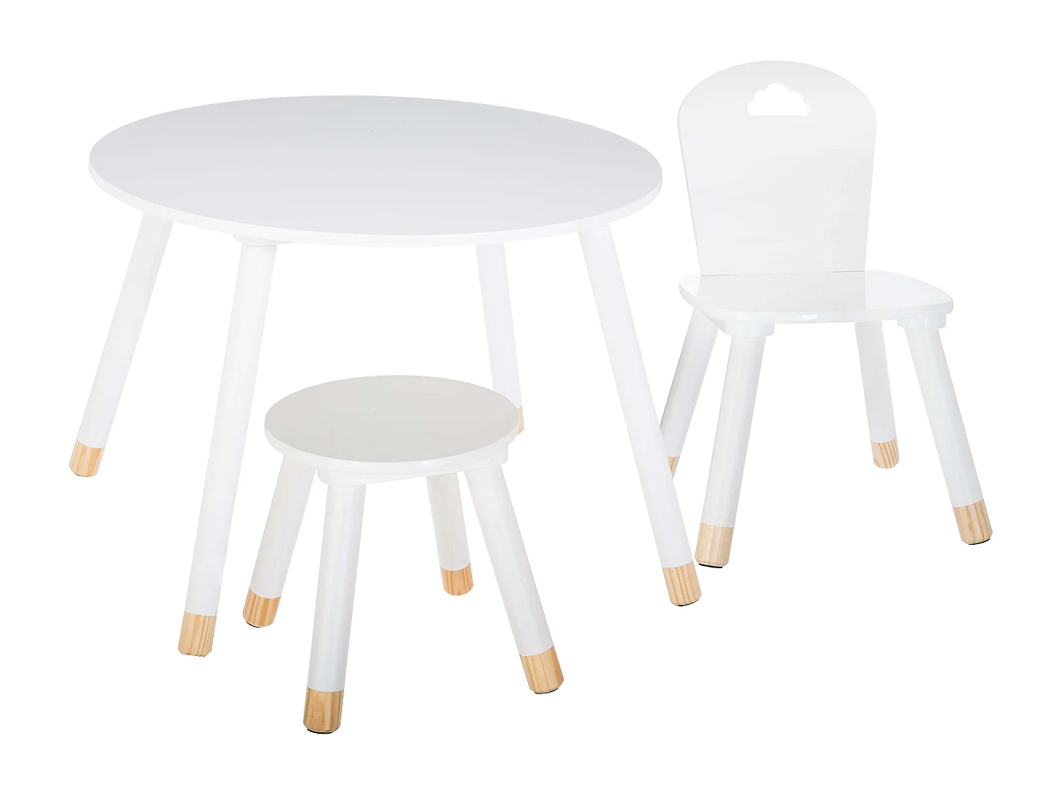 Pacote Infantil Mesa + Cadeira + Banco Douceur Melamina Branco