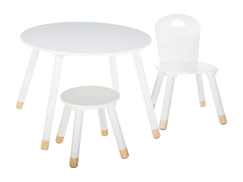 Pacote Infantil Mesa + Cadeira + Banco Douceur Melamina Branco