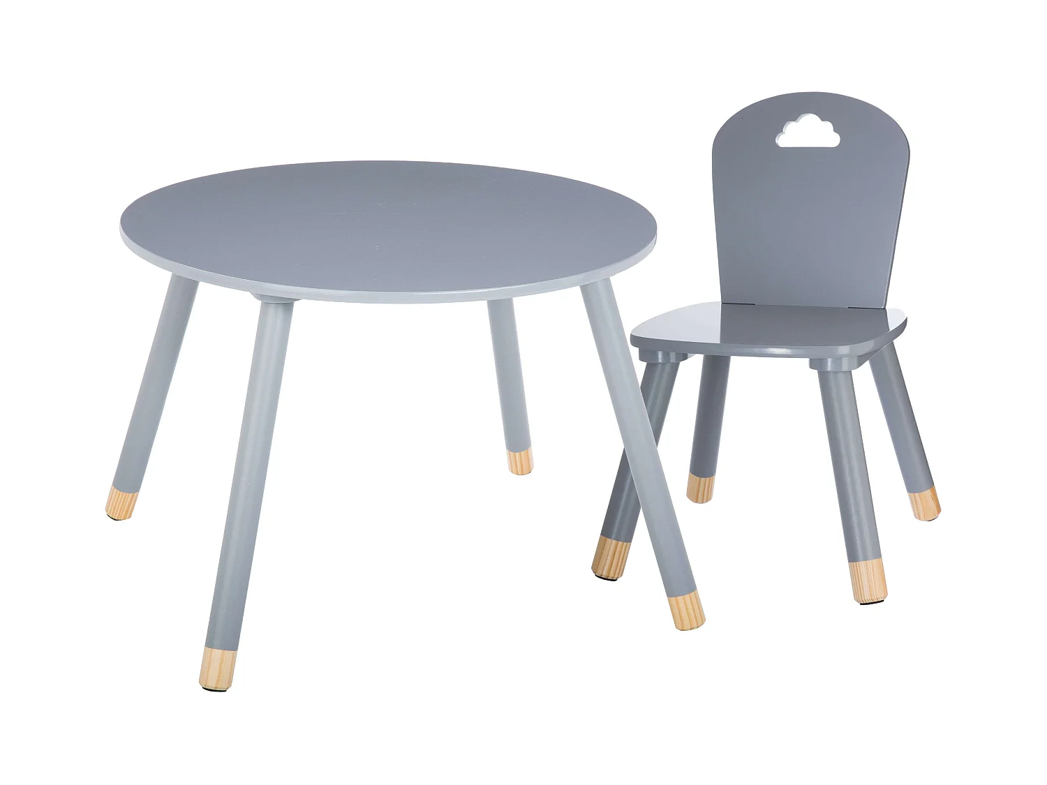 Pack Mesa Infantil + Silla Douceur Conjunto en Melamina y Madera Gris