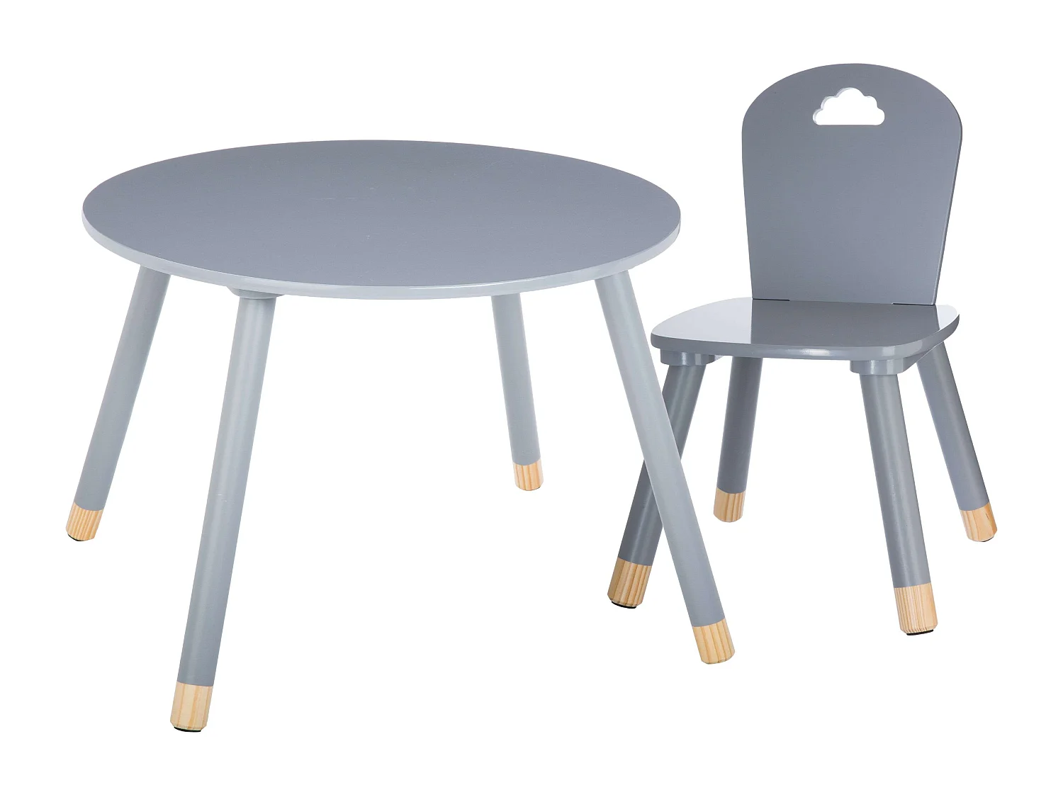 Pack Mesa Infantil + Silla Douceur Conjunto en Melamina y Madera Gris