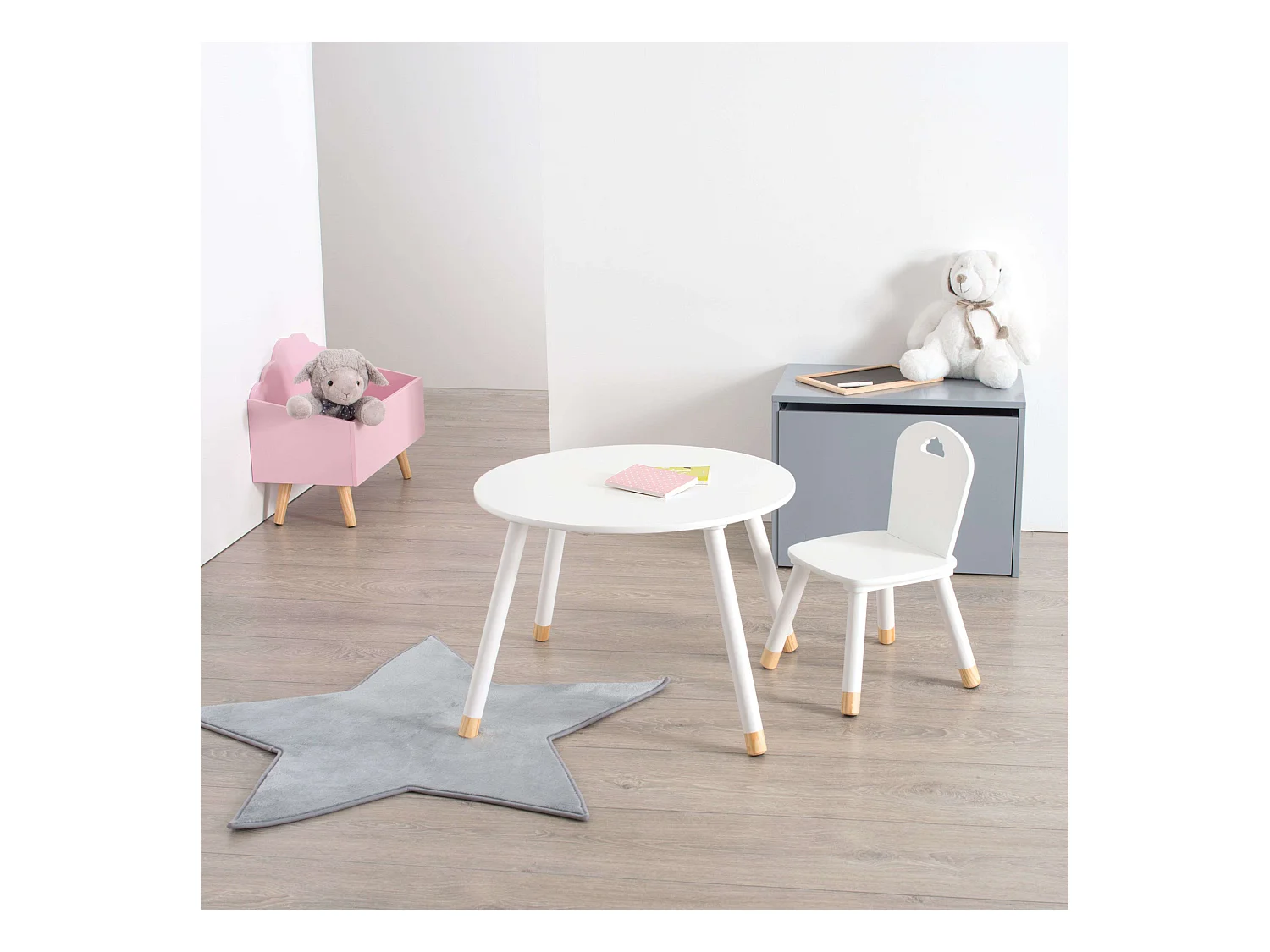Pack Mesa Infantil Douceur Melamina y Silla a Juego Blanco