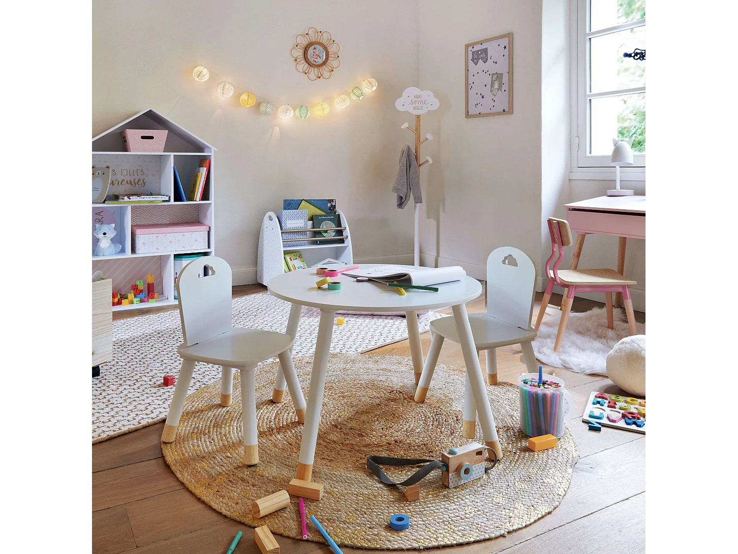 Pack Mesa Infantil Douceur Melamina y Silla a Juego Blanco
