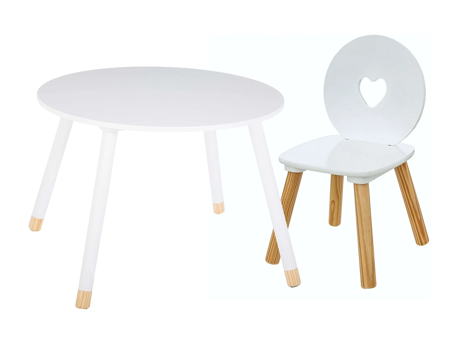 Pack Mesa con Silla Inf. Corazón Conjunto Dormitorio/ Sala Juego Blanco