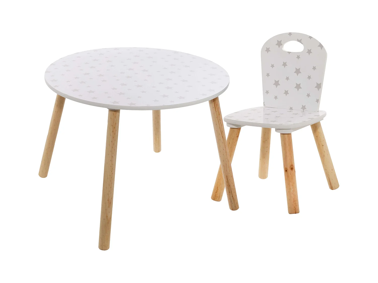 Pack Muebles Infantiles Mesa + Silla Douceur Serigrafía Estrellas Blanco