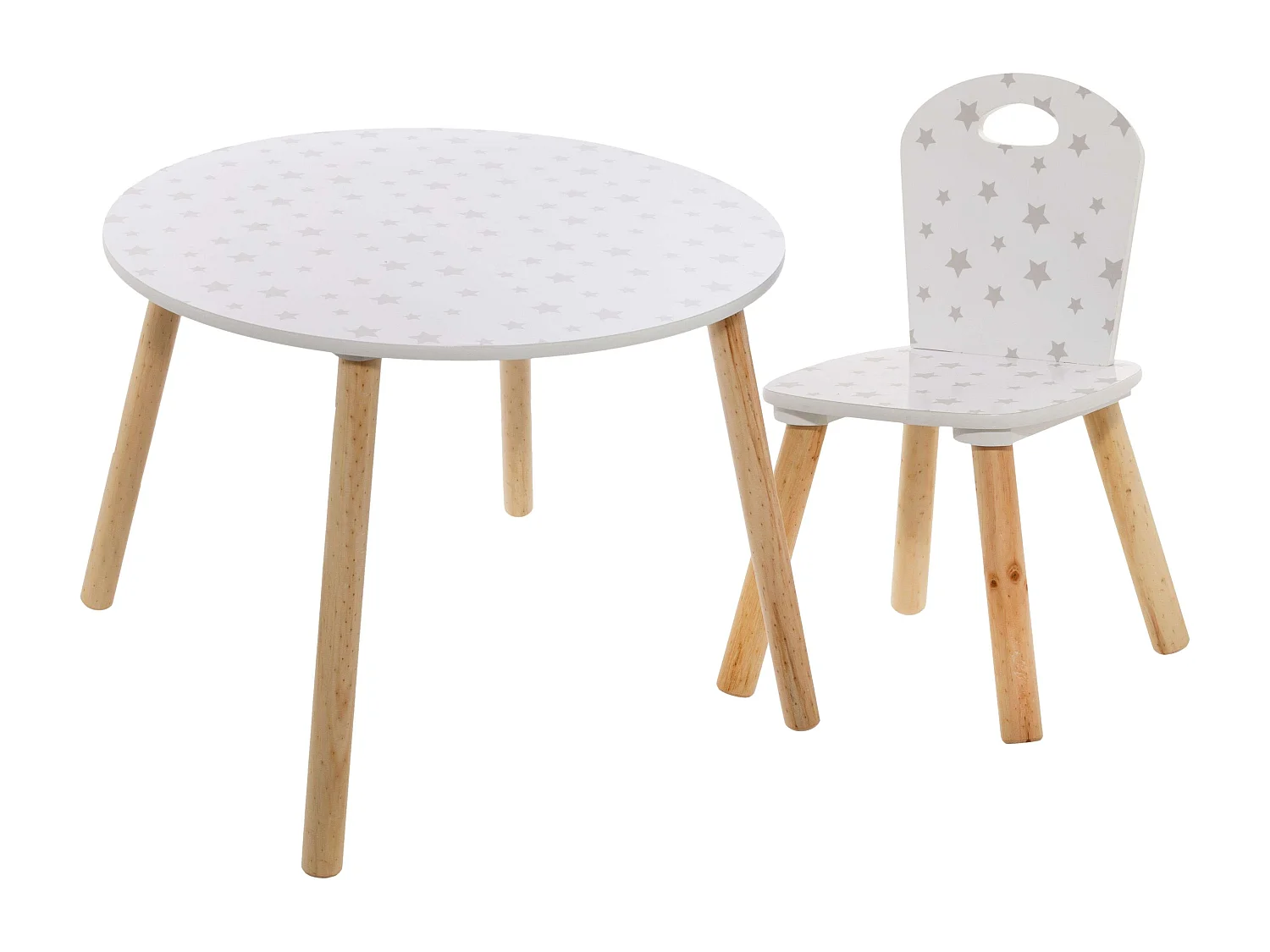 Pack Muebles Infantiles Mesa + Silla Douceur Serigrafía Estrellas Blanco