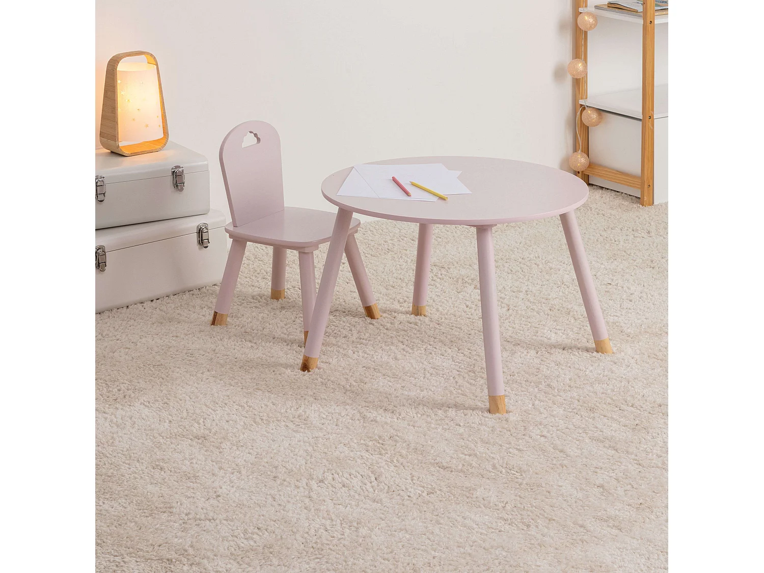 Pack Infantil Mesa Silla Douceur Melamina/Madera Rosa Muebles Niños