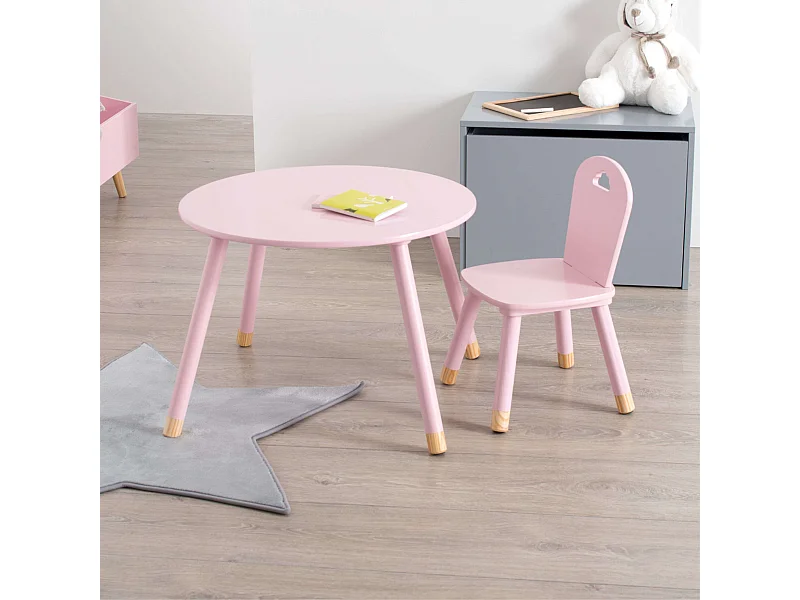 Pack Infantil Mesa Silla Douceur Melamina/Madera Rosa Muebles Niños
