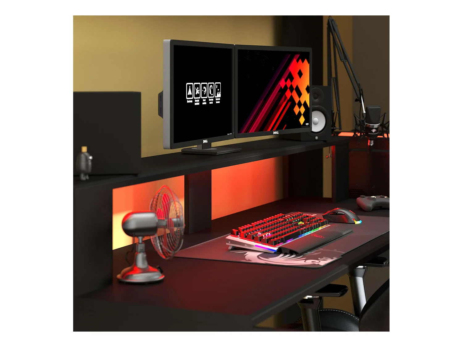 Cama Alta Game Juvenil con Escritorio Contemporáneo Negro 220x180x116 cm