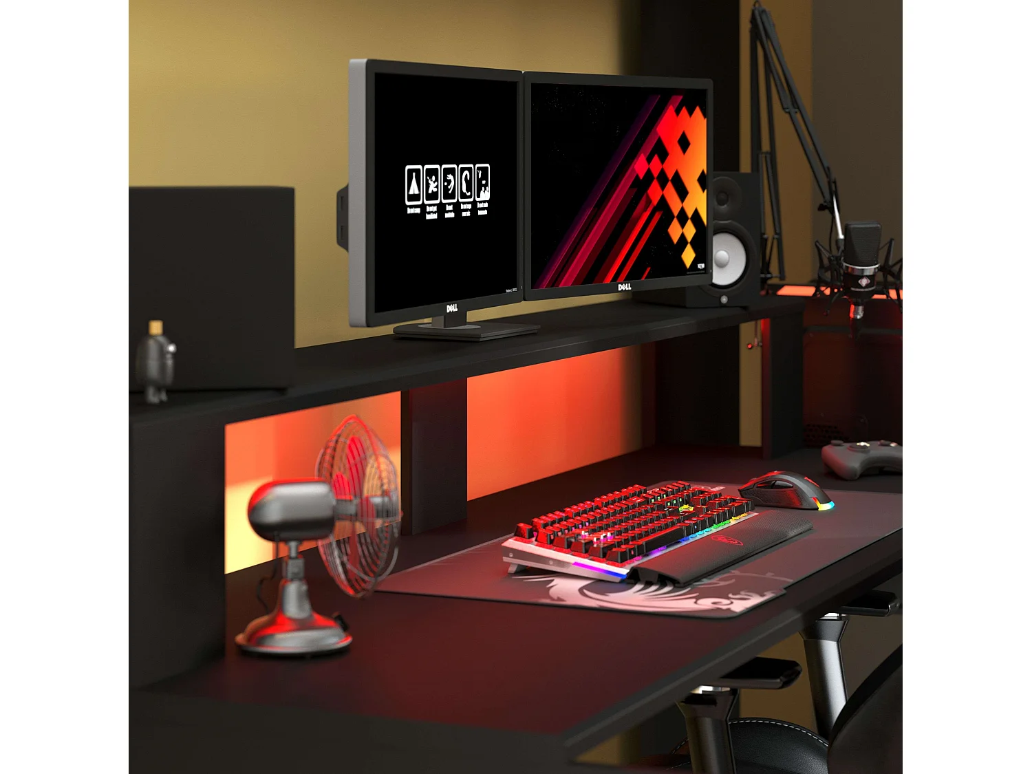 Cama Alta Game Juvenil con Escritorio Contemporáneo Negro 220x180x116 cm