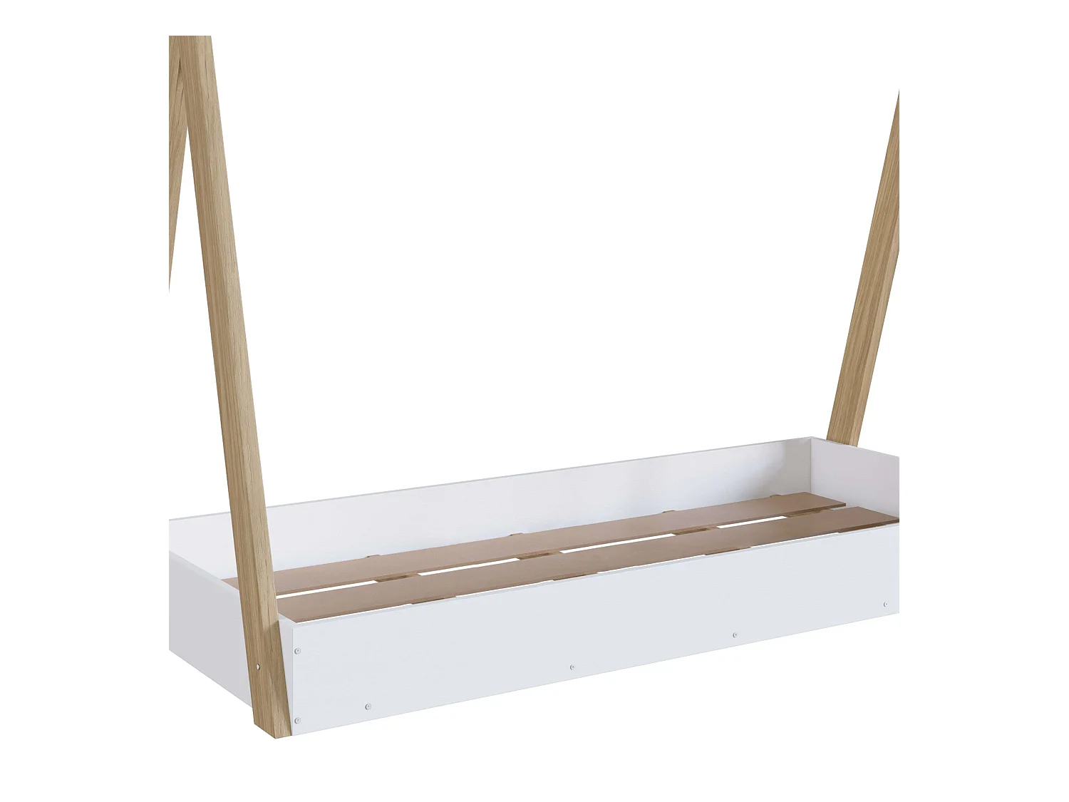 Lit enfant Tipi en blanc mat/chêne 80x190 cm