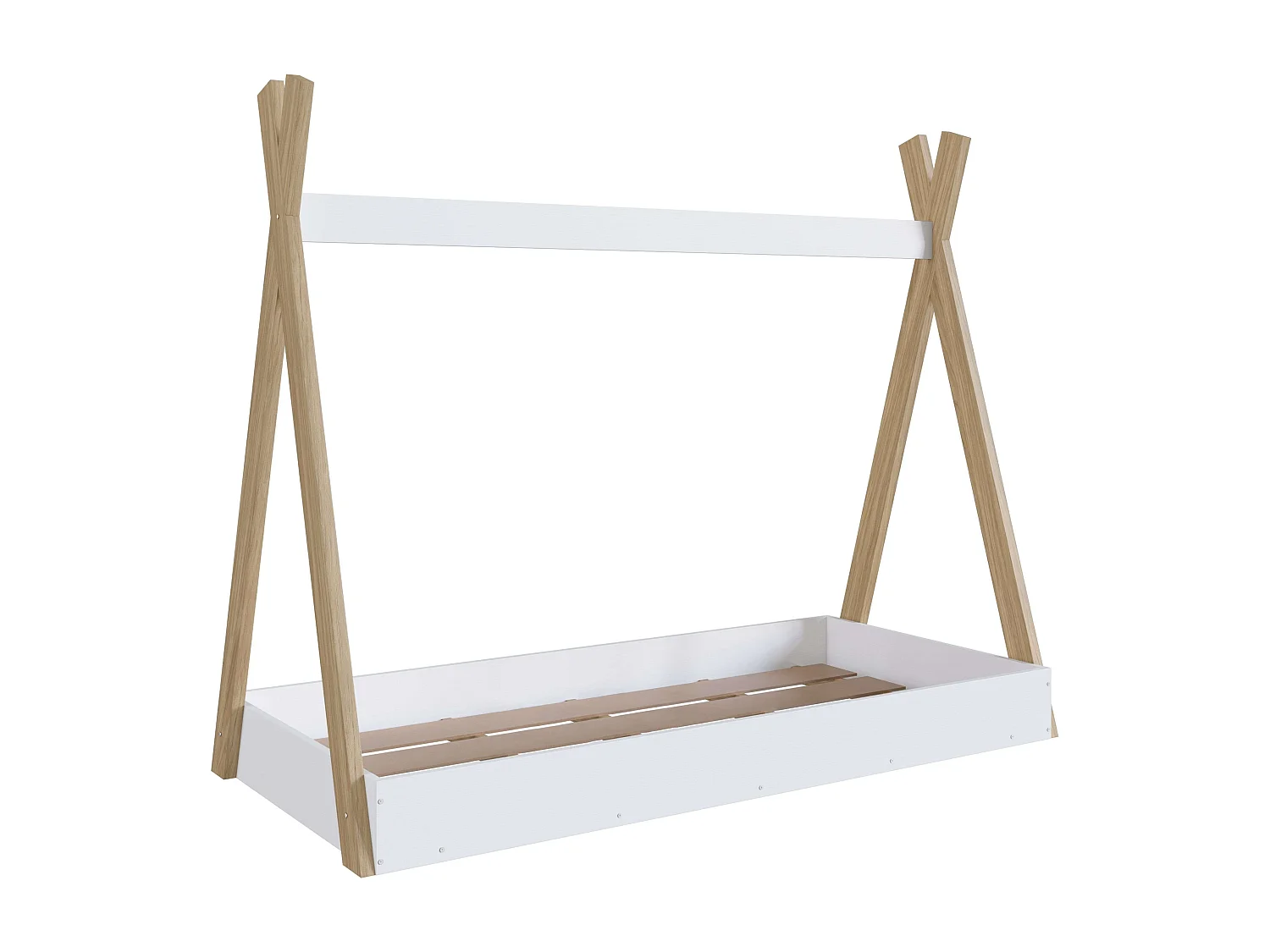 Lit enfant Tipi en blanc mat/chêne 80x190 cm