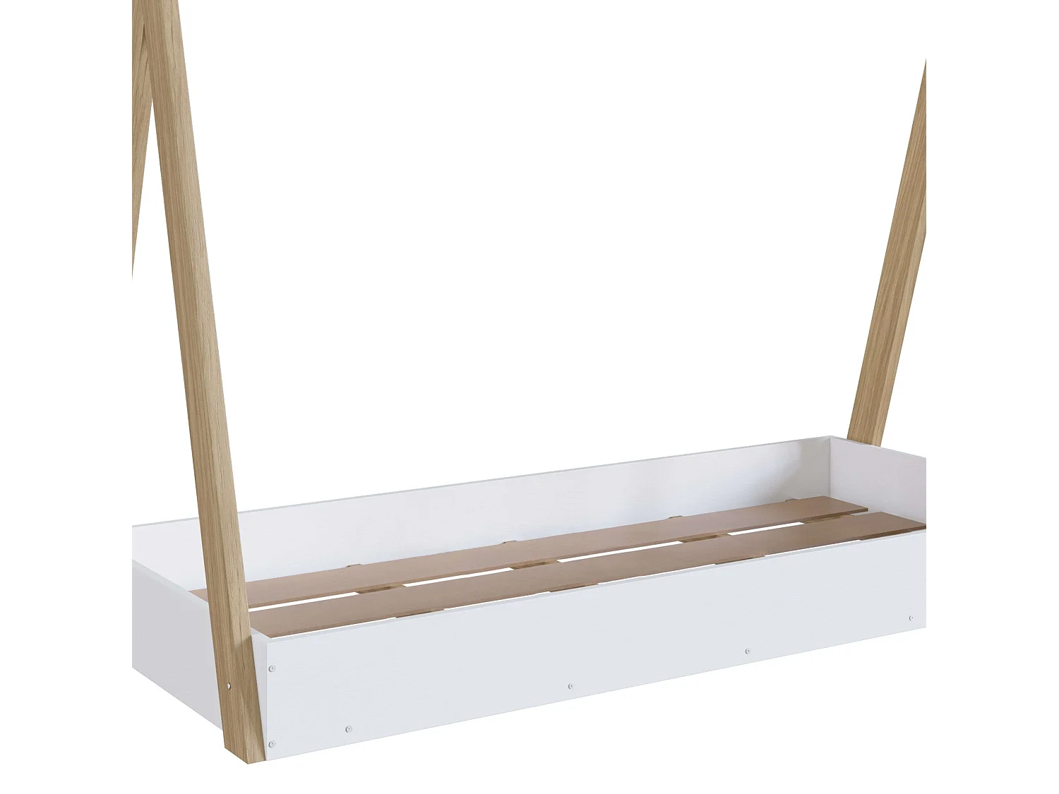 Lit enfant Tipi en blanc mat/chêne 80x190 cm