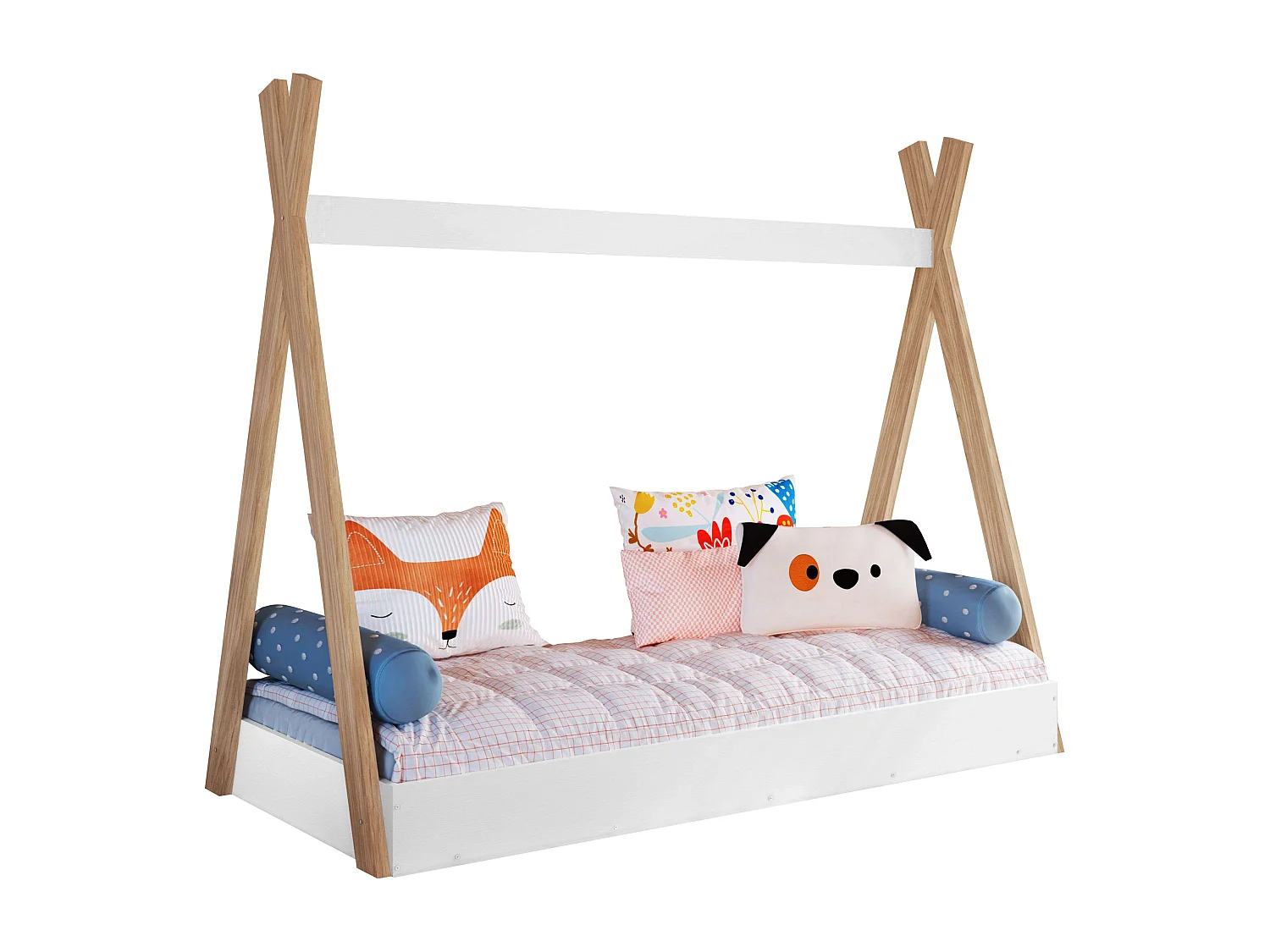 Cama infantil Tipi color blanco mate/roble 80x190 cm