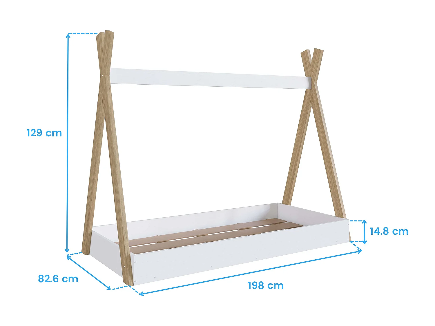 Cama infantil Tipi color blanco mate/roble 80x190 cm