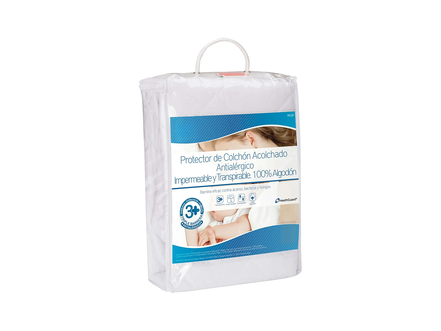 Protège-matelas matelassé triple barrière antiallergique 90 x 196 cm Blanc