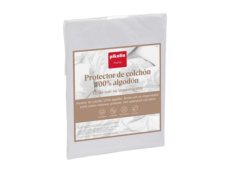 Protège-matelas en coton 135x196 cm indéformable pour 32 cm blanc