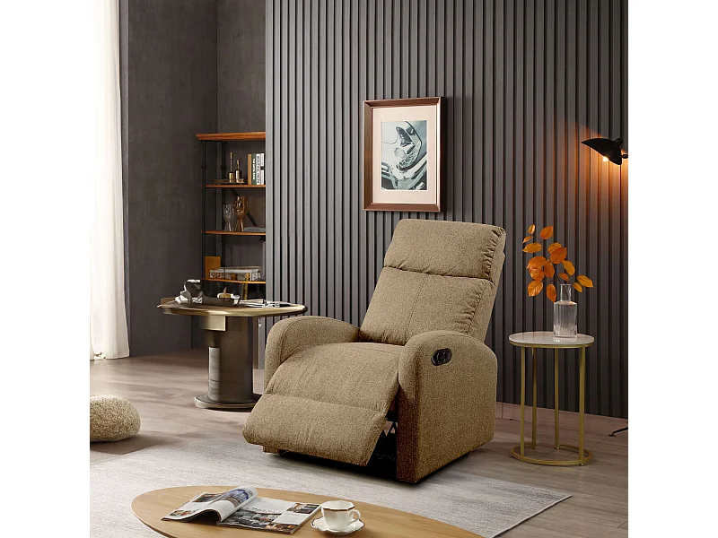 Sillón Reclinable Chill Moderno Marrón c/ Mecanismo Automático Tela 97x95x73 cm