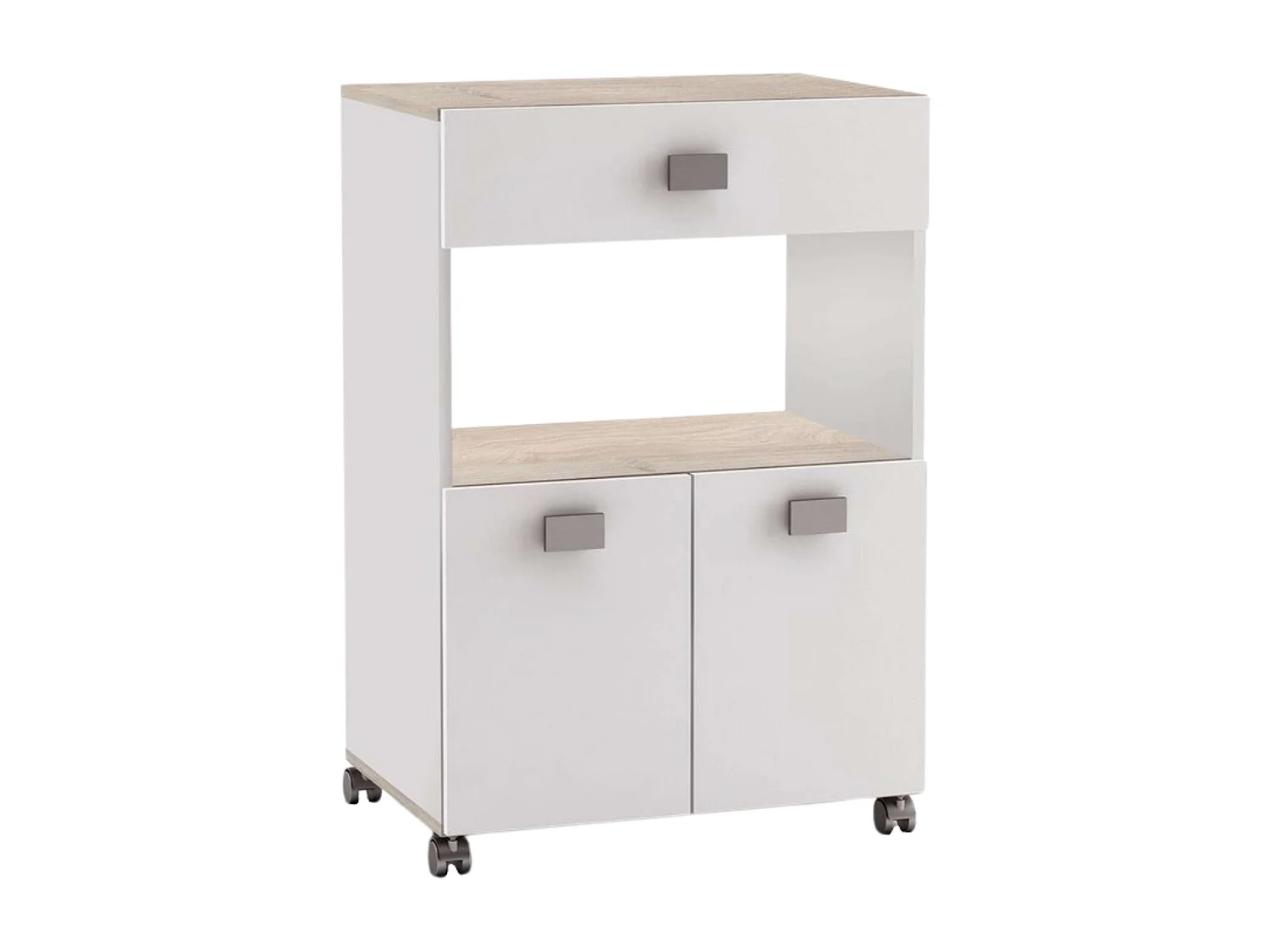 Meuble de cuisine bas 2 portes 1 tiroir Chêne blanc mat 60x90x41 cm