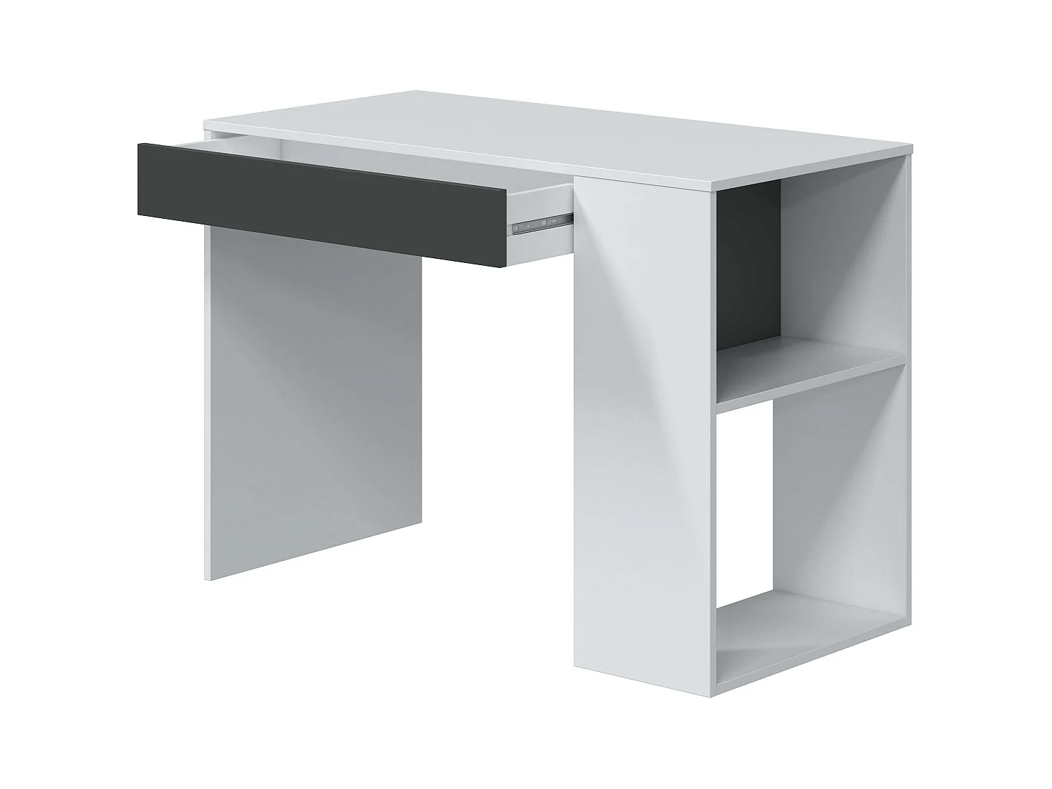 Pack Muebles Estudio Juvenil (Escritorio + Estantería) Color Blanco y Gris