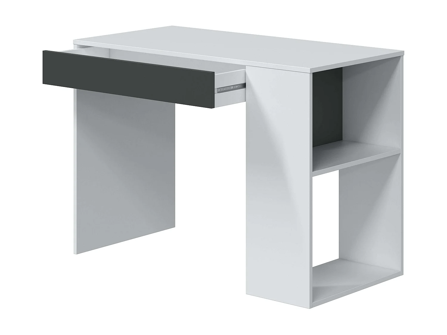 Pack Muebles Estudio Juvenil Color Blanco Y Gris Oficina Despacho Estilo Moderno (escritorio + Estantería)